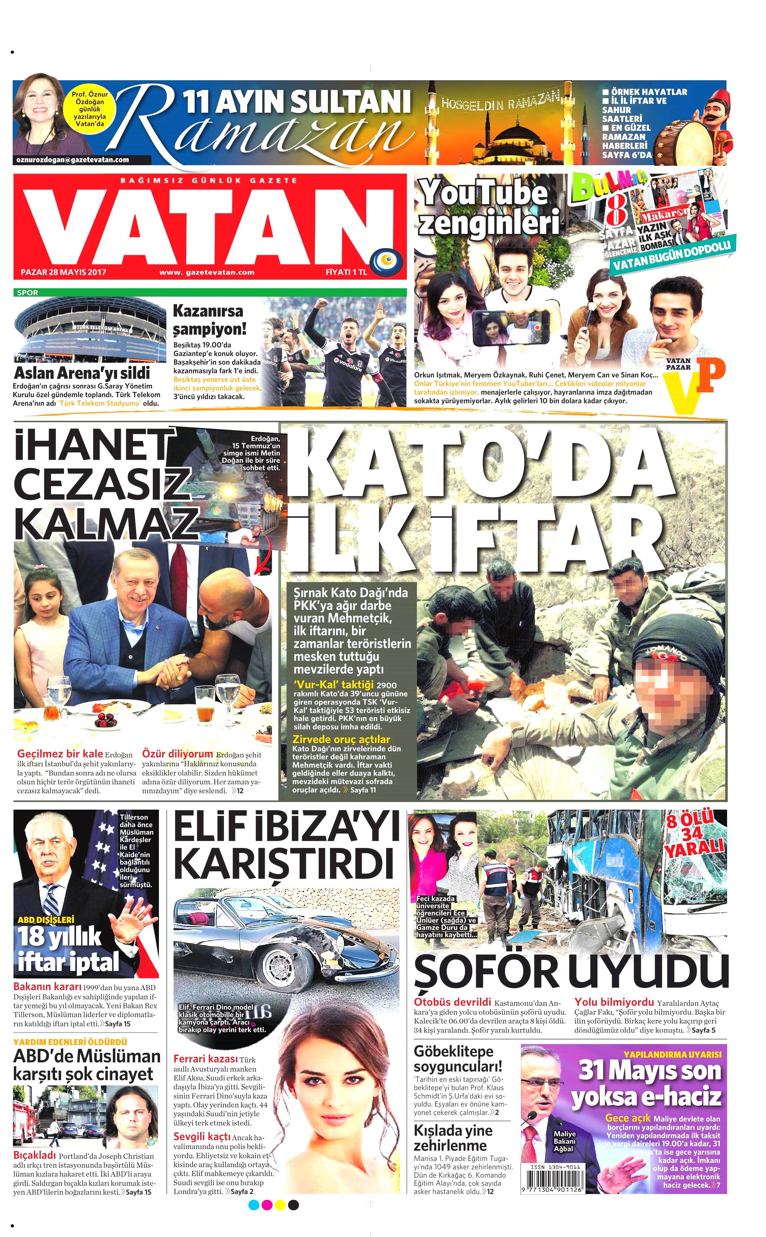 28 Mayıs 2017 Pazar gazete manşetleri - 23