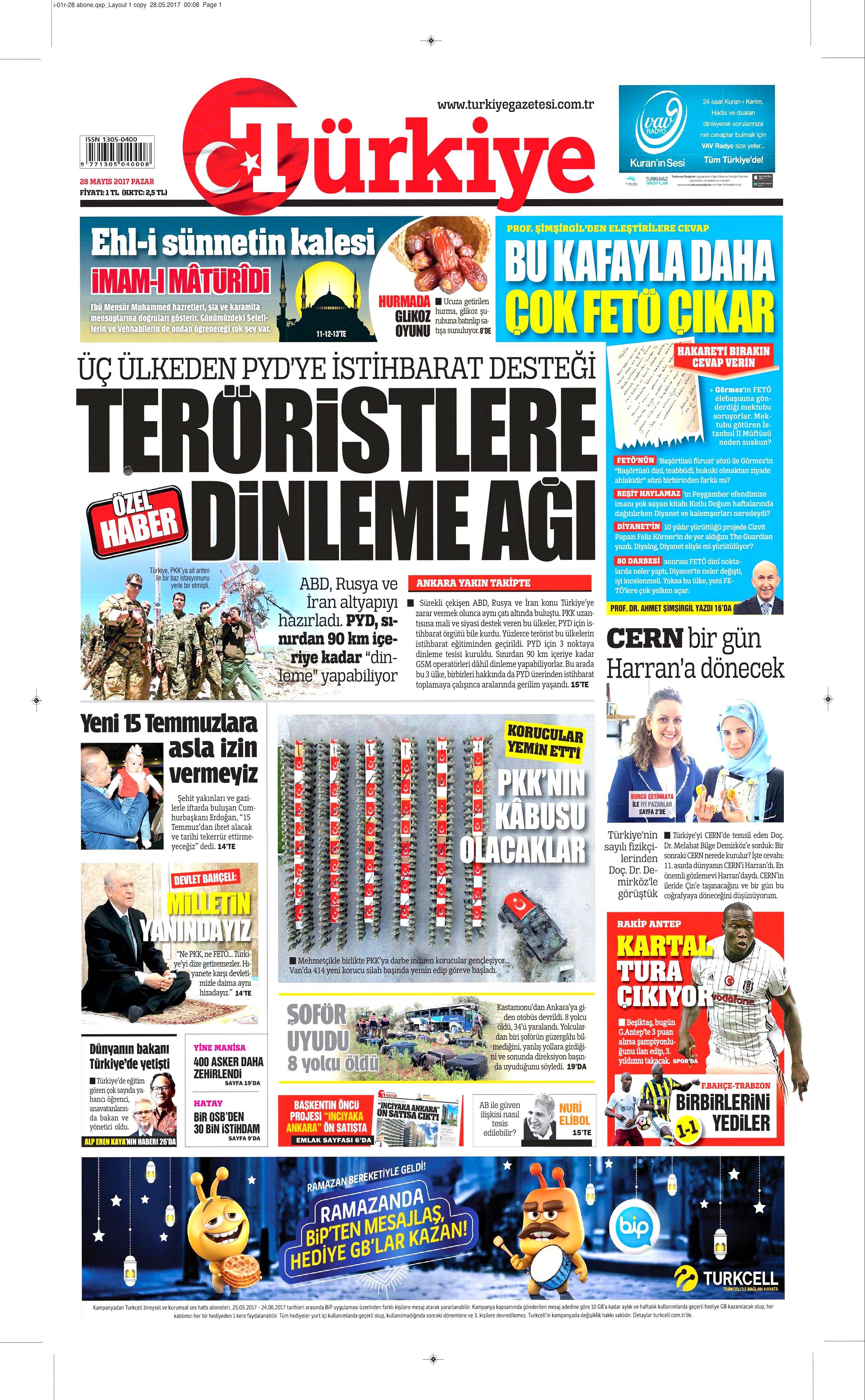 28 Mayıs 2017 Pazar gazete manşetleri - 22