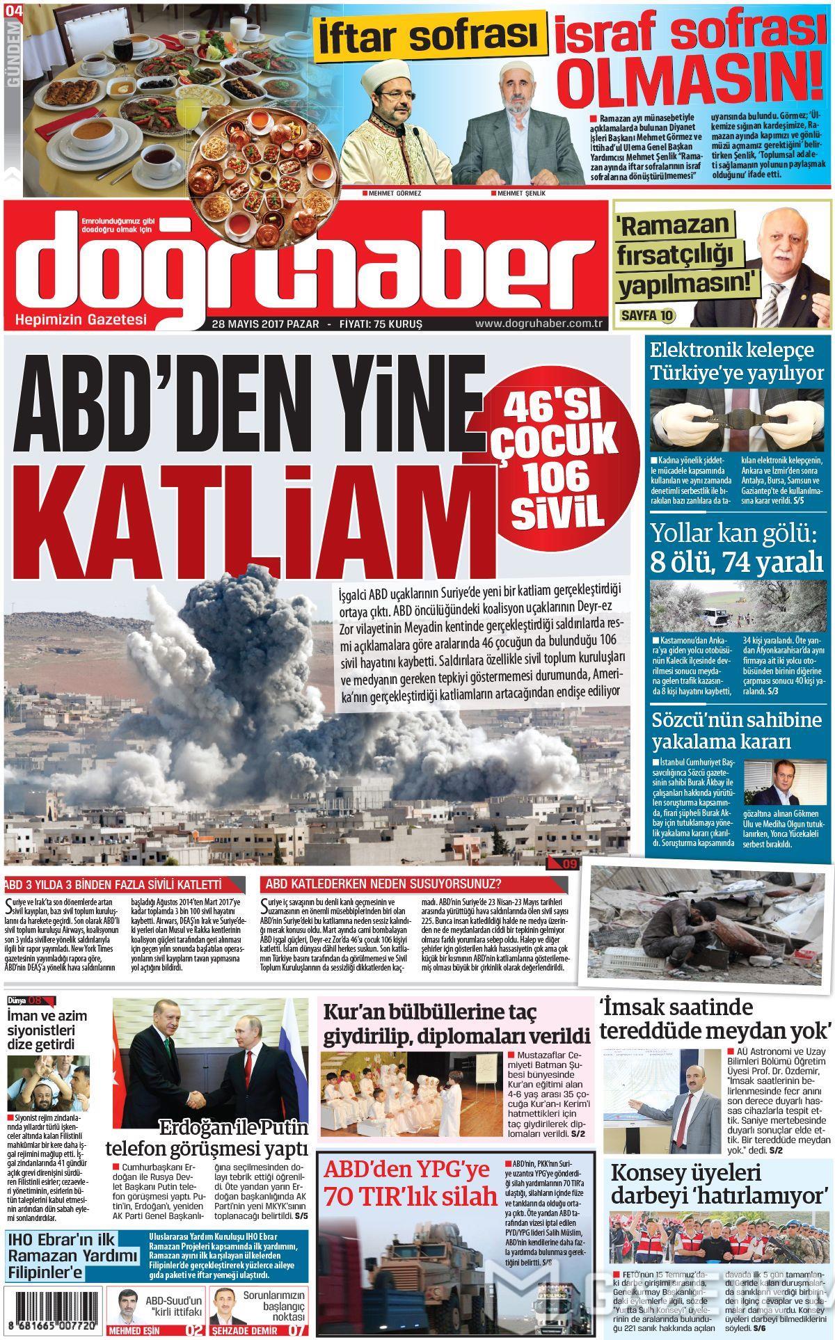 29 Mayıs 2017 Pazartesi gazete manşetleri - 7
