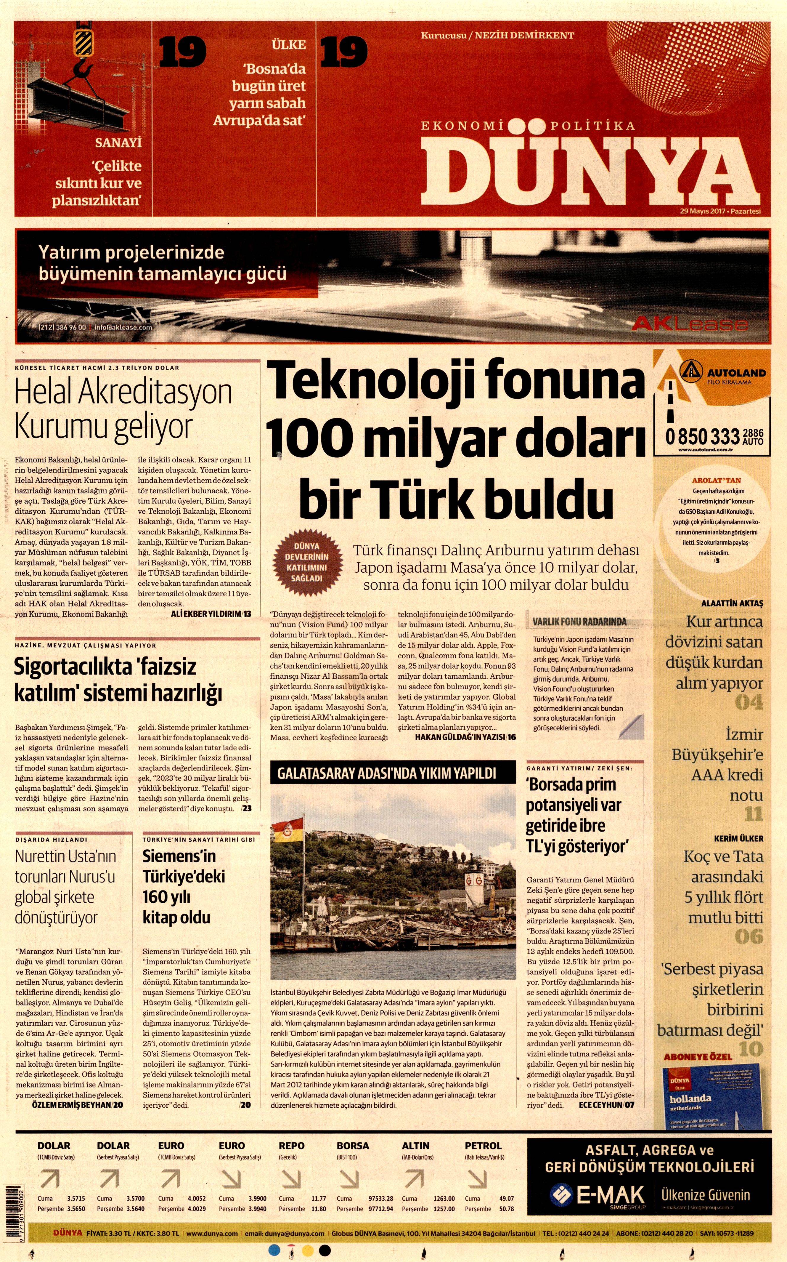 29 Mayıs 2017 Pazartesi gazete manşetleri - 8