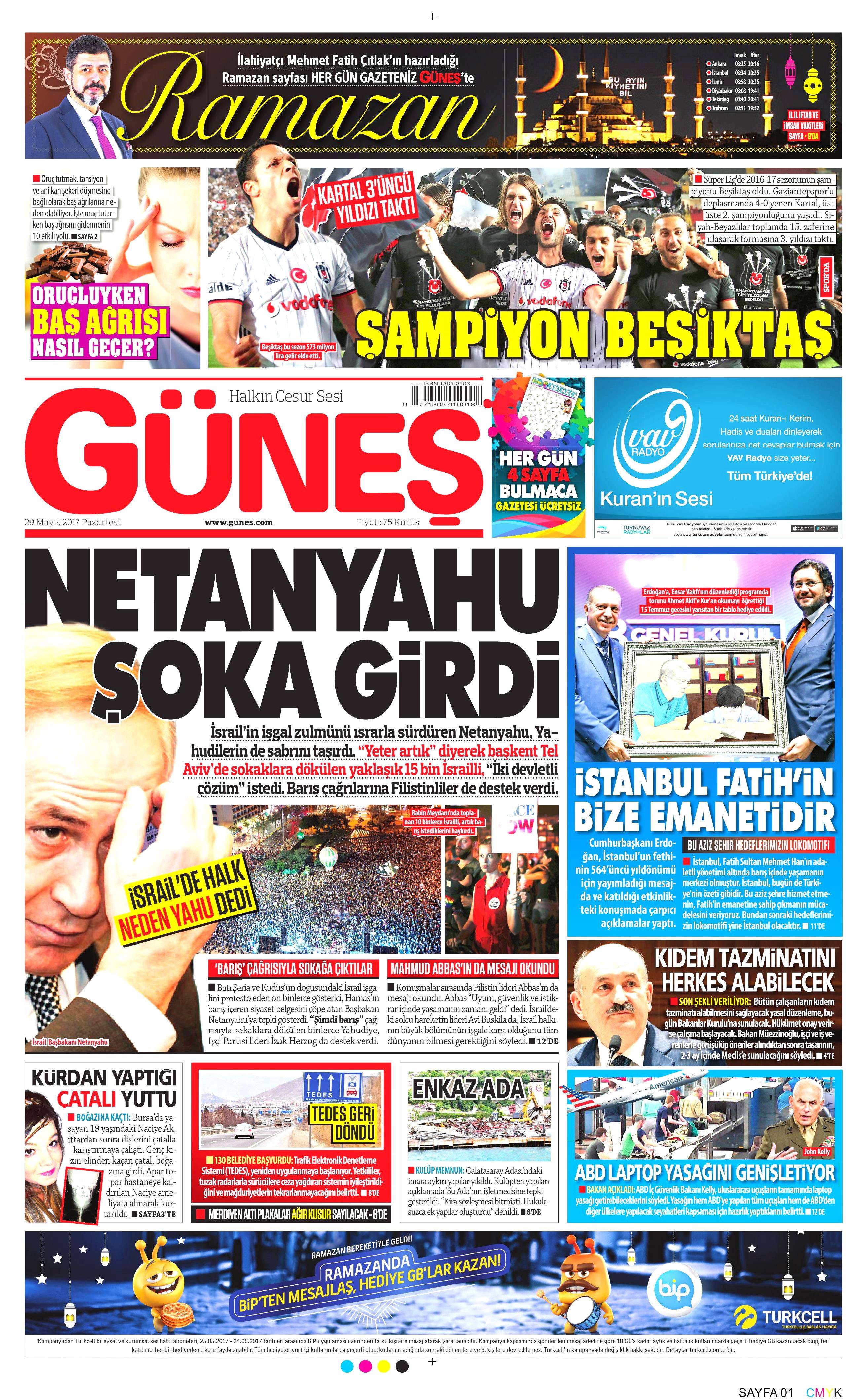 29 Mayıs 2017 Pazartesi gazete manşetleri - 10