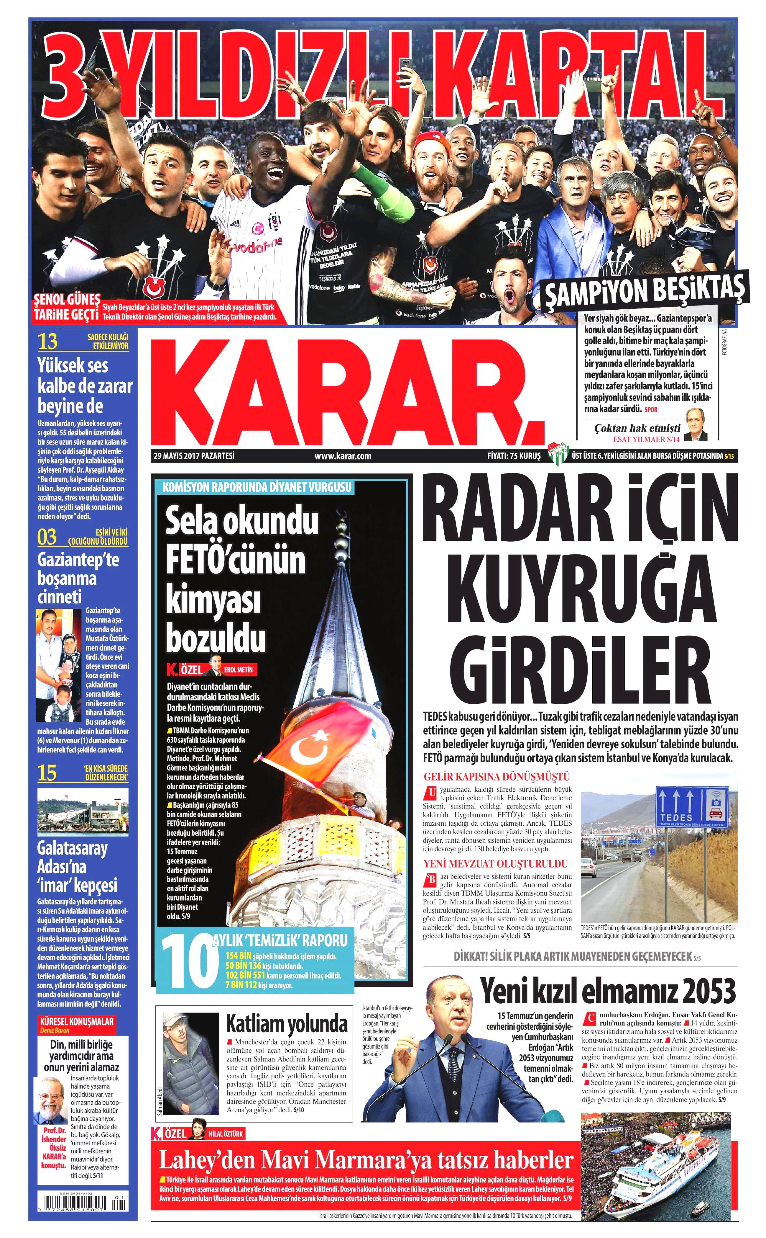 29 Mayıs 2017 Pazartesi gazete manşetleri - 13