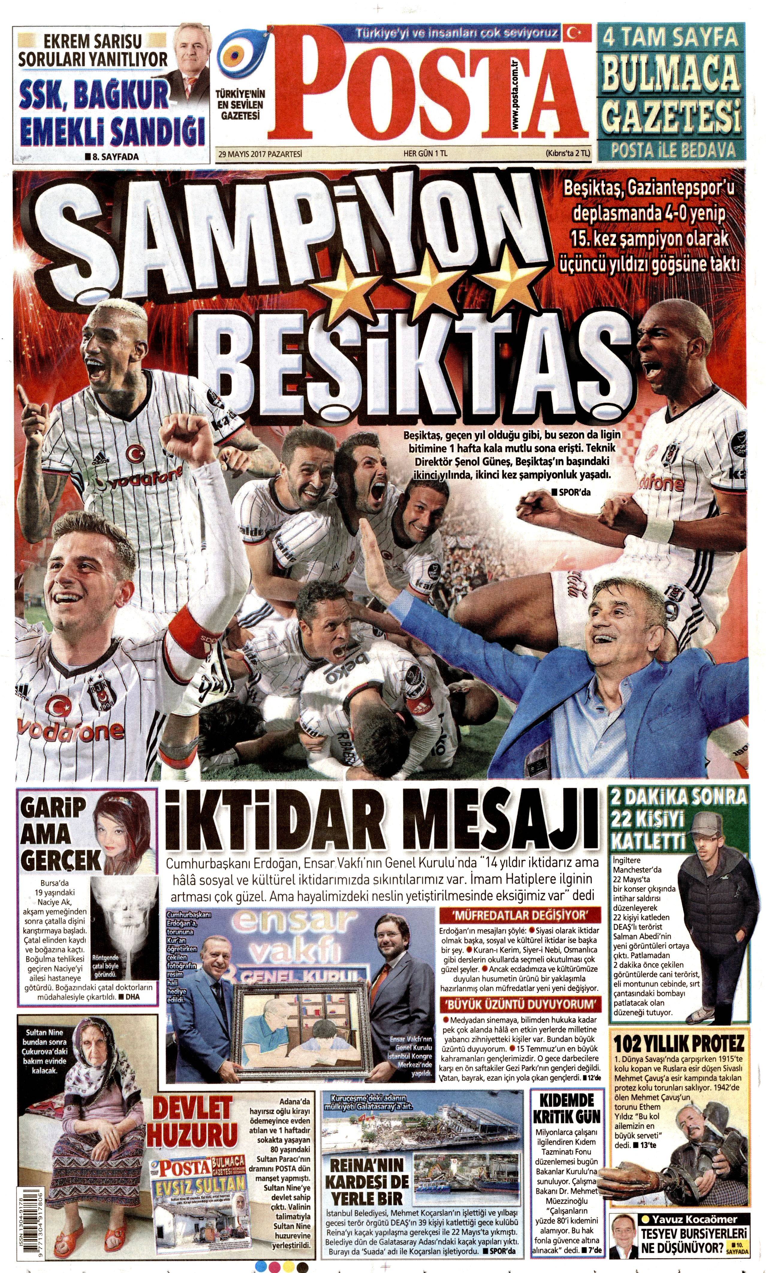 29 Mayıs 2017 Pazartesi gazete manşetleri - 18