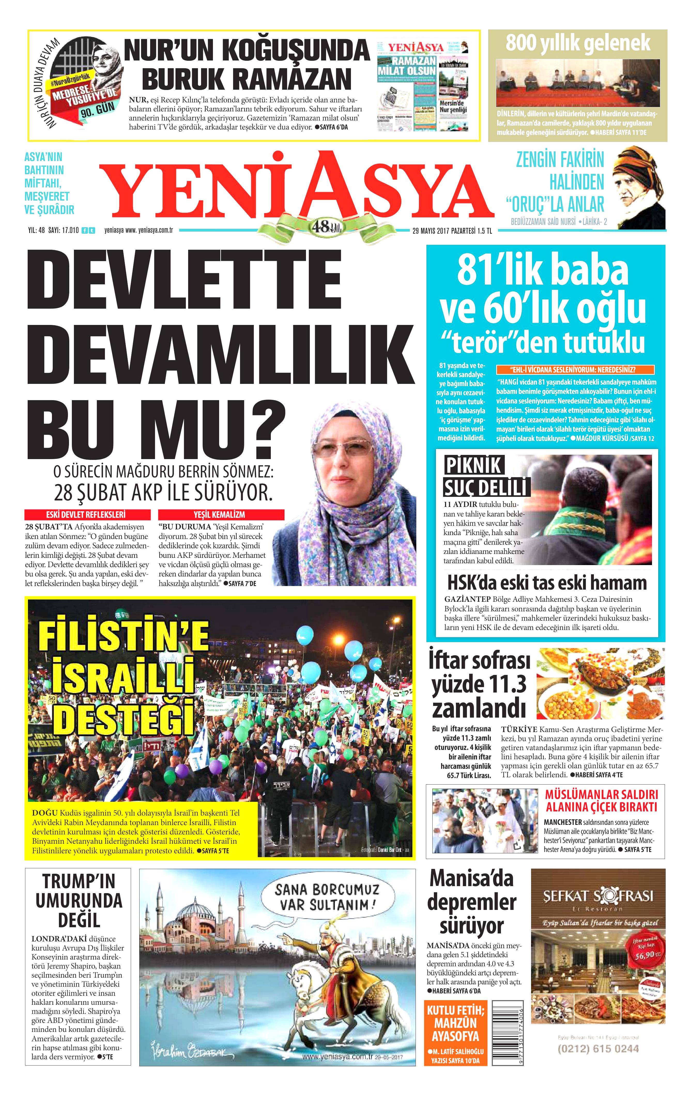 29 Mayıs 2017 Pazartesi gazete manşetleri - 25