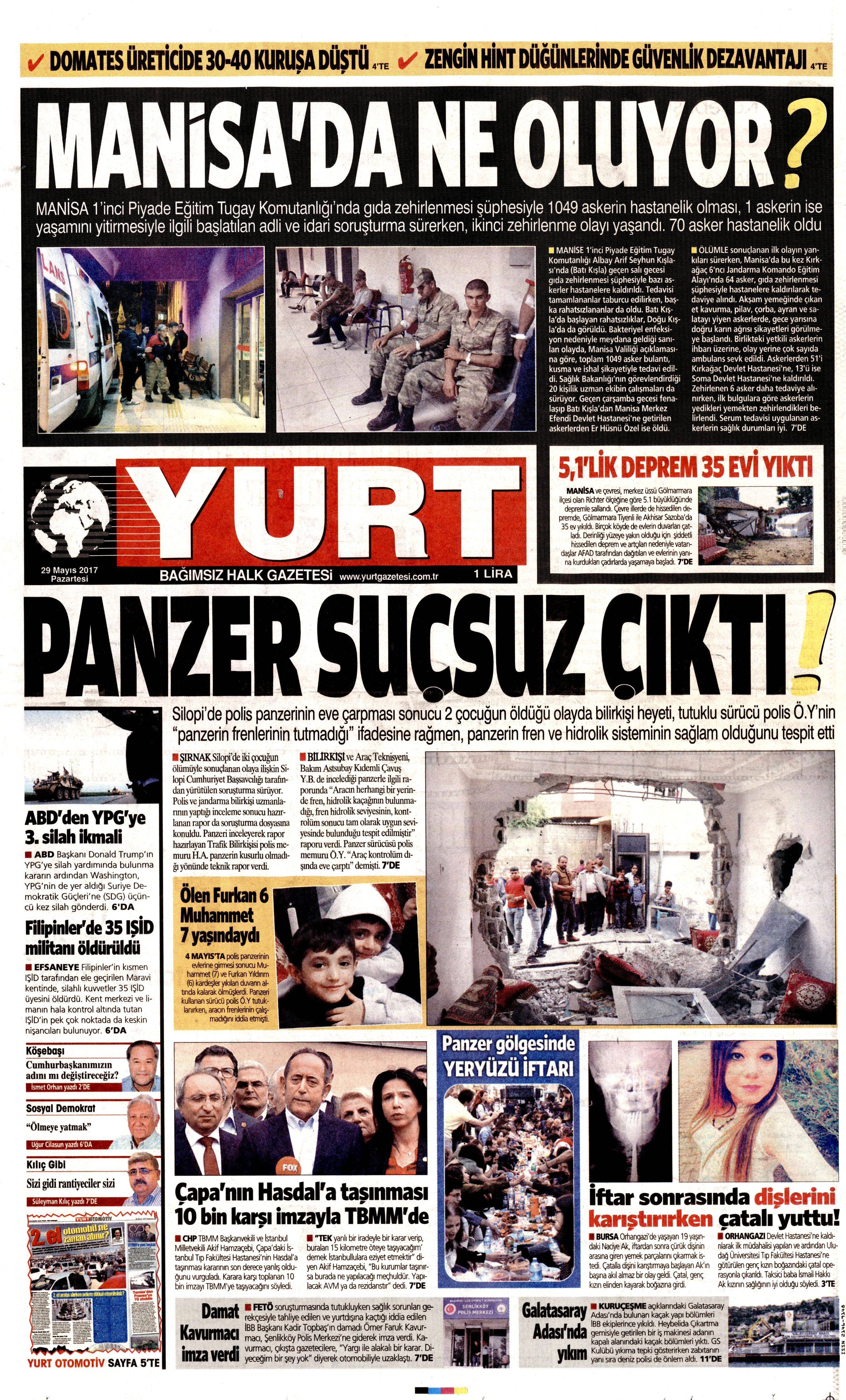 29 Mayıs 2017 Pazartesi gazete manşetleri - 31