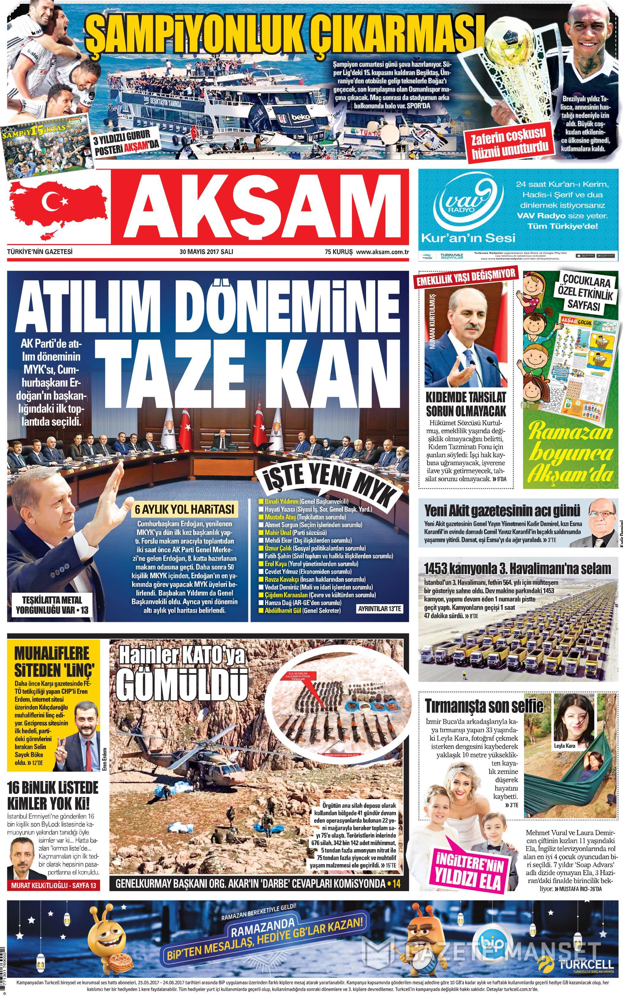 30 Mayıs 2017 Salı gazete manşetleri - 2