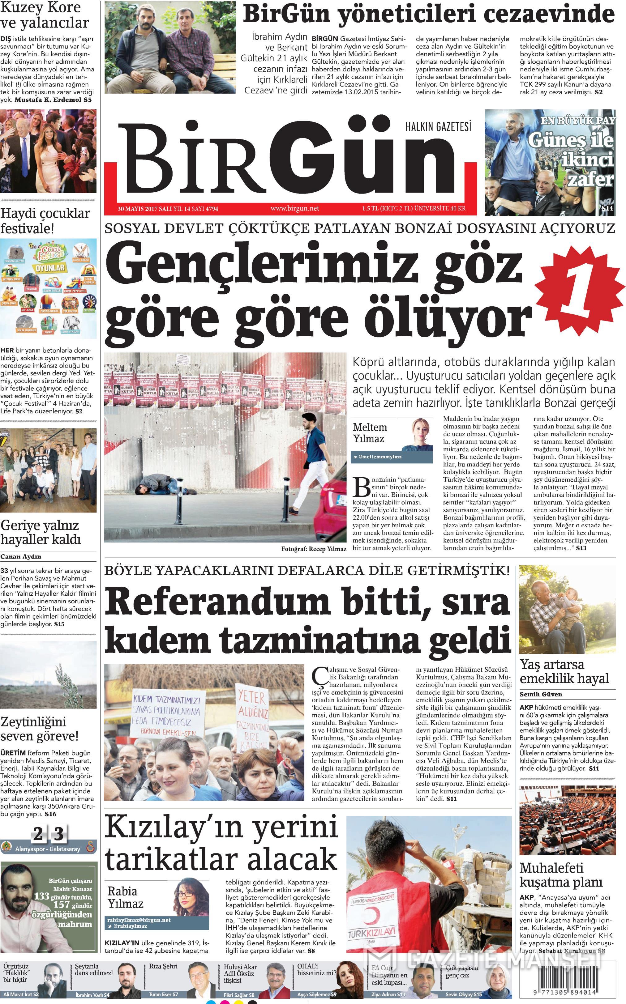 30 Mayıs 2017 Salı gazete manşetleri - 1