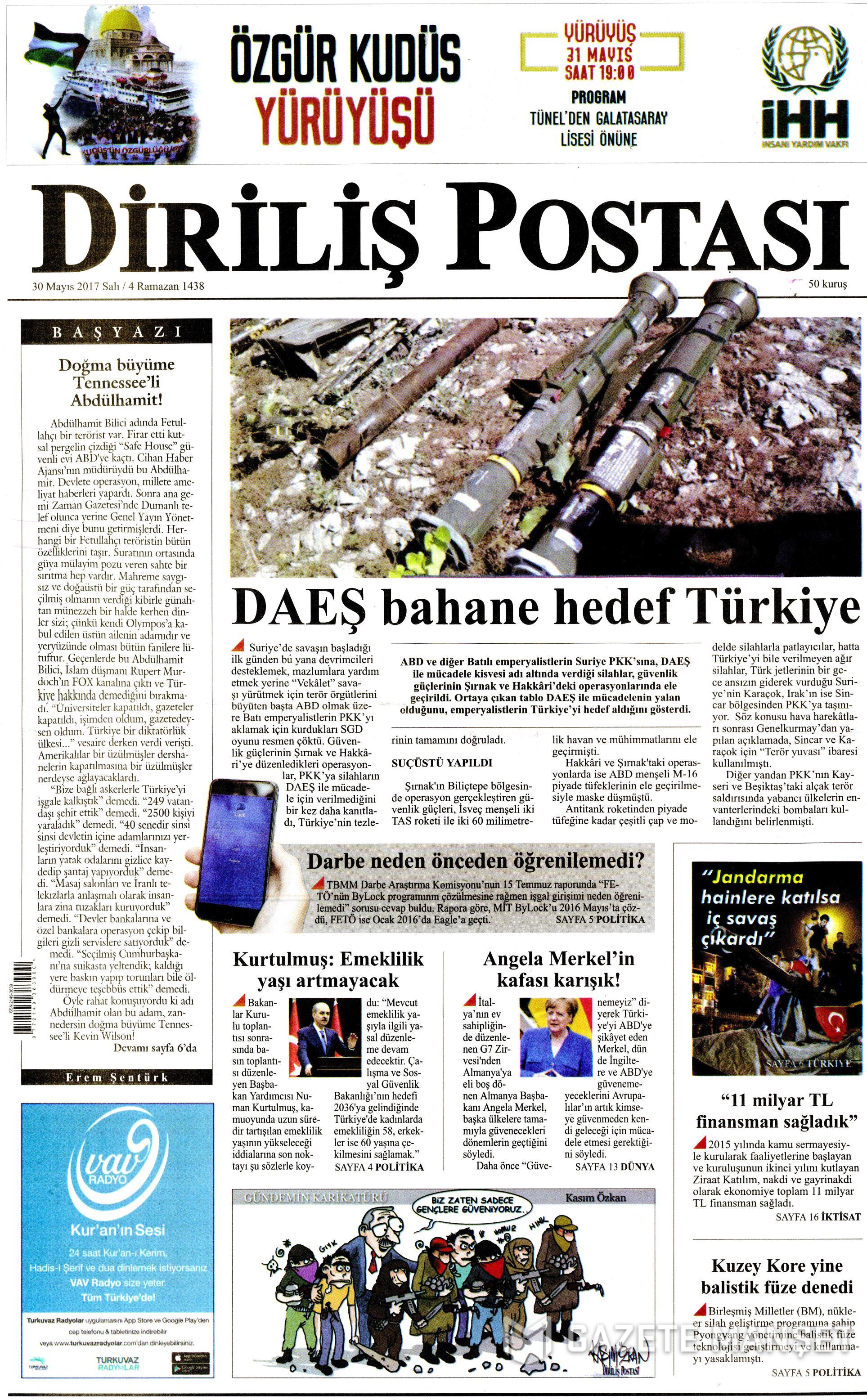 30 Mayıs 2017 Salı gazete manşetleri - 7