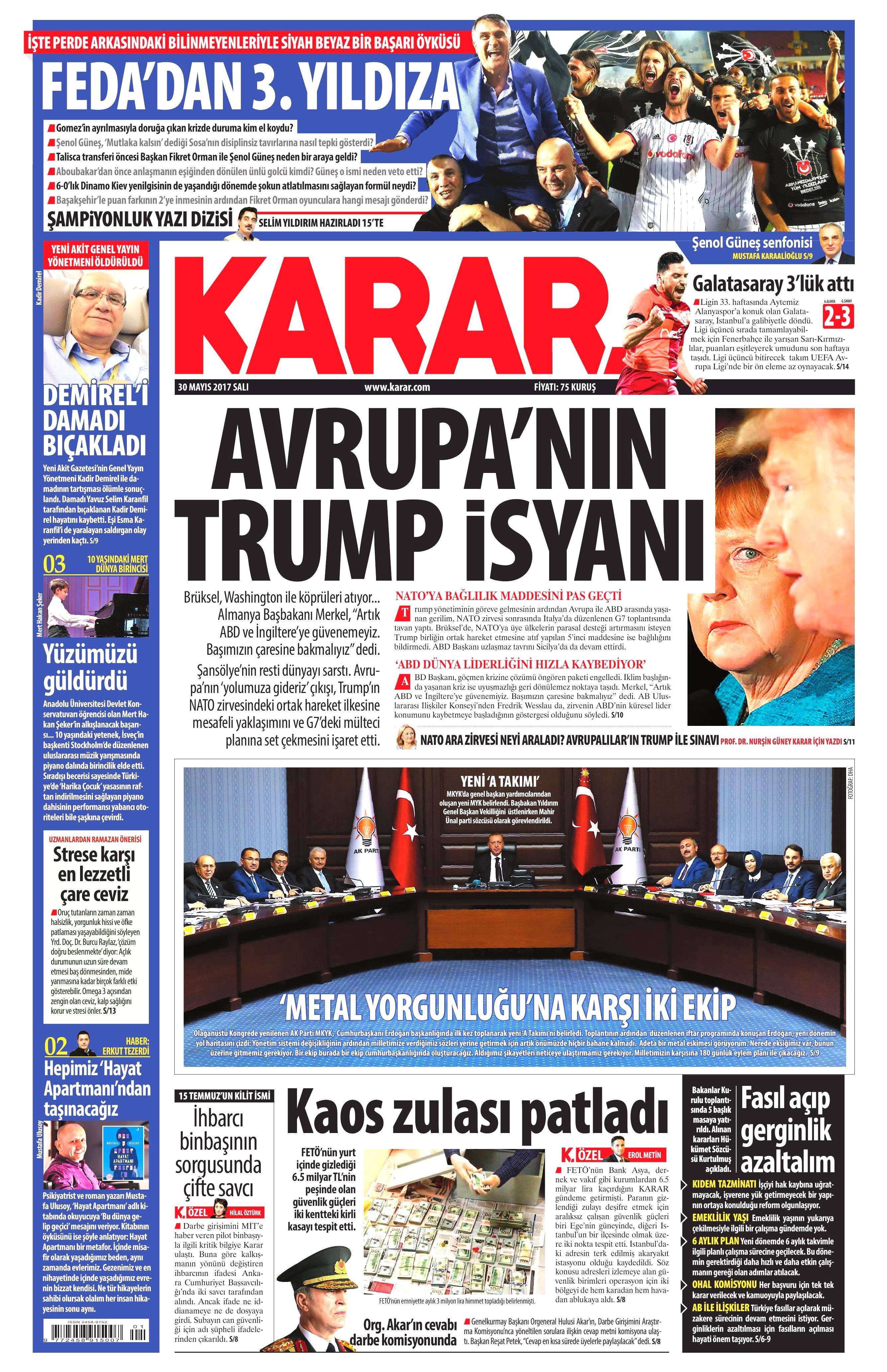 30 Mayıs 2017 Salı gazete manşetleri - 12