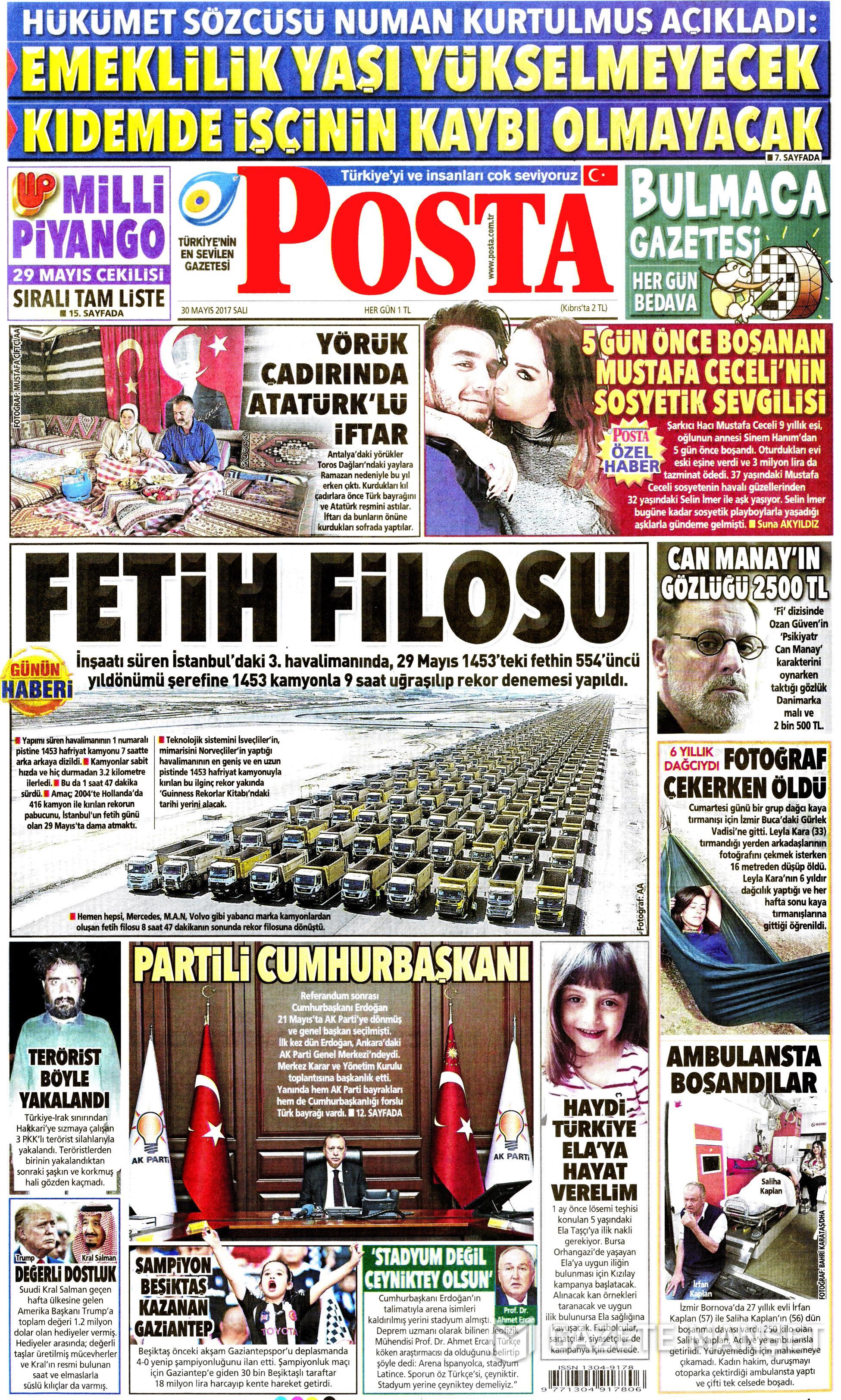 30 Mayıs 2017 Salı gazete manşetleri - 17