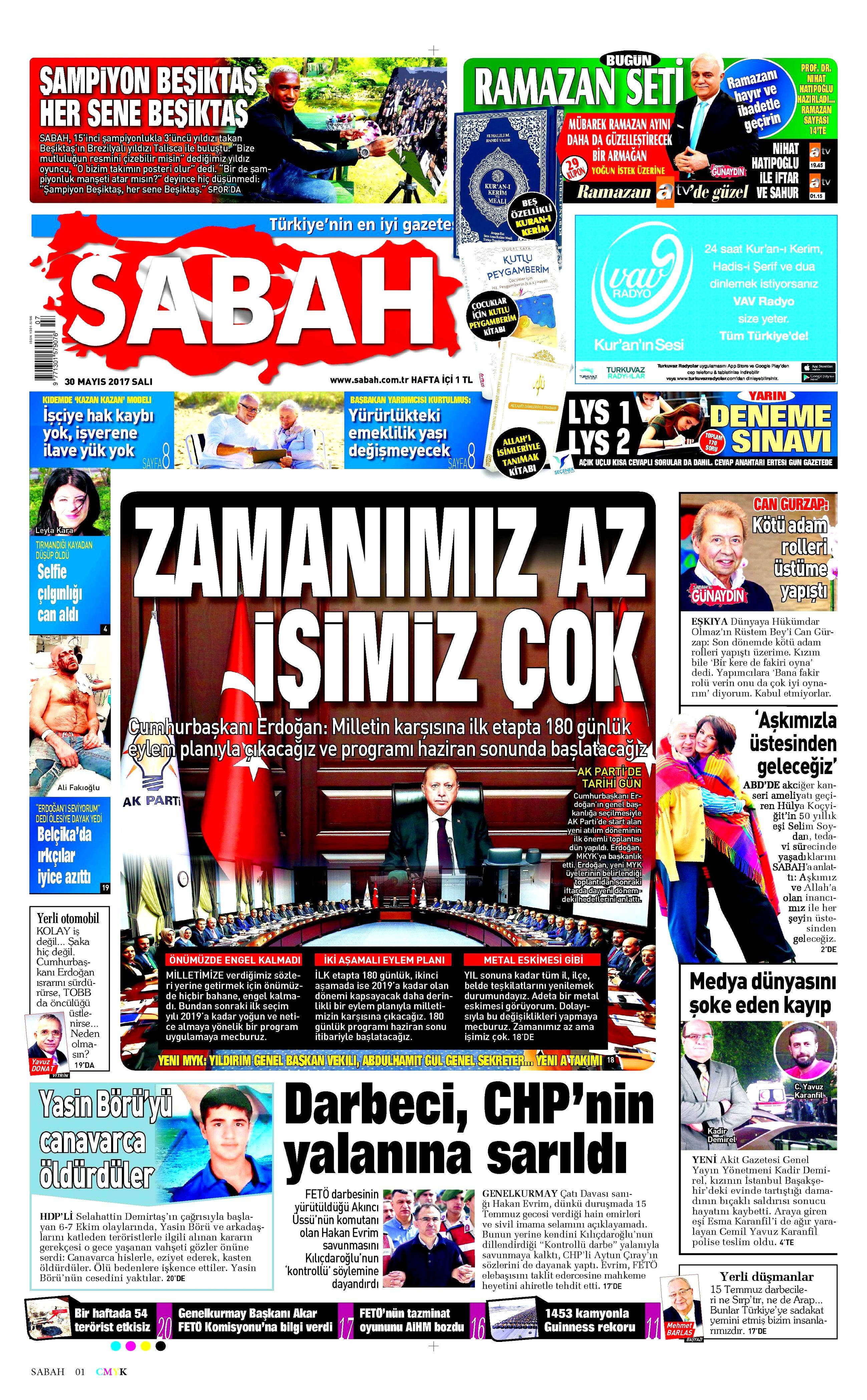 30 Mayıs 2017 Salı gazete manşetleri - 18