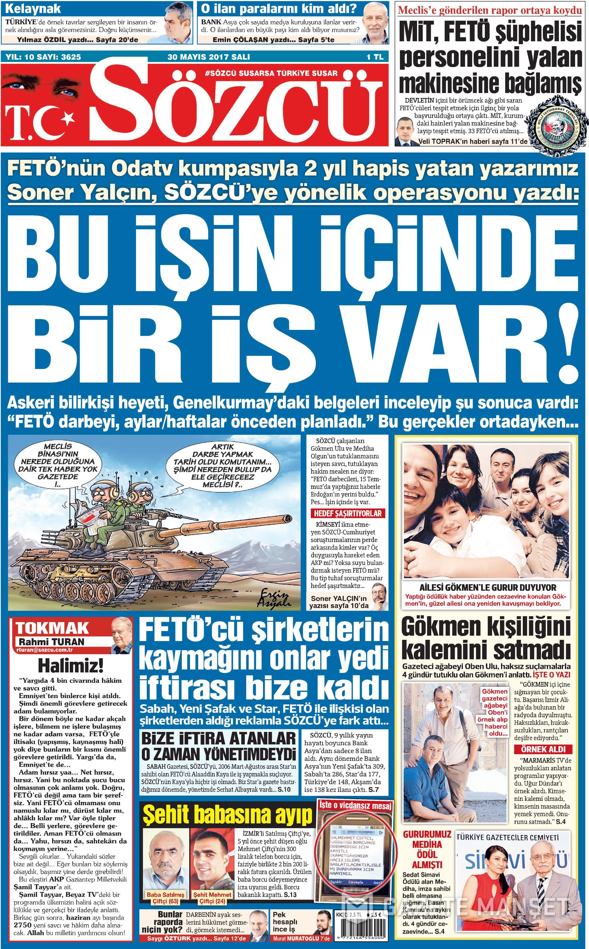 30 Mayıs 2017 Salı gazete manşetleri - 19