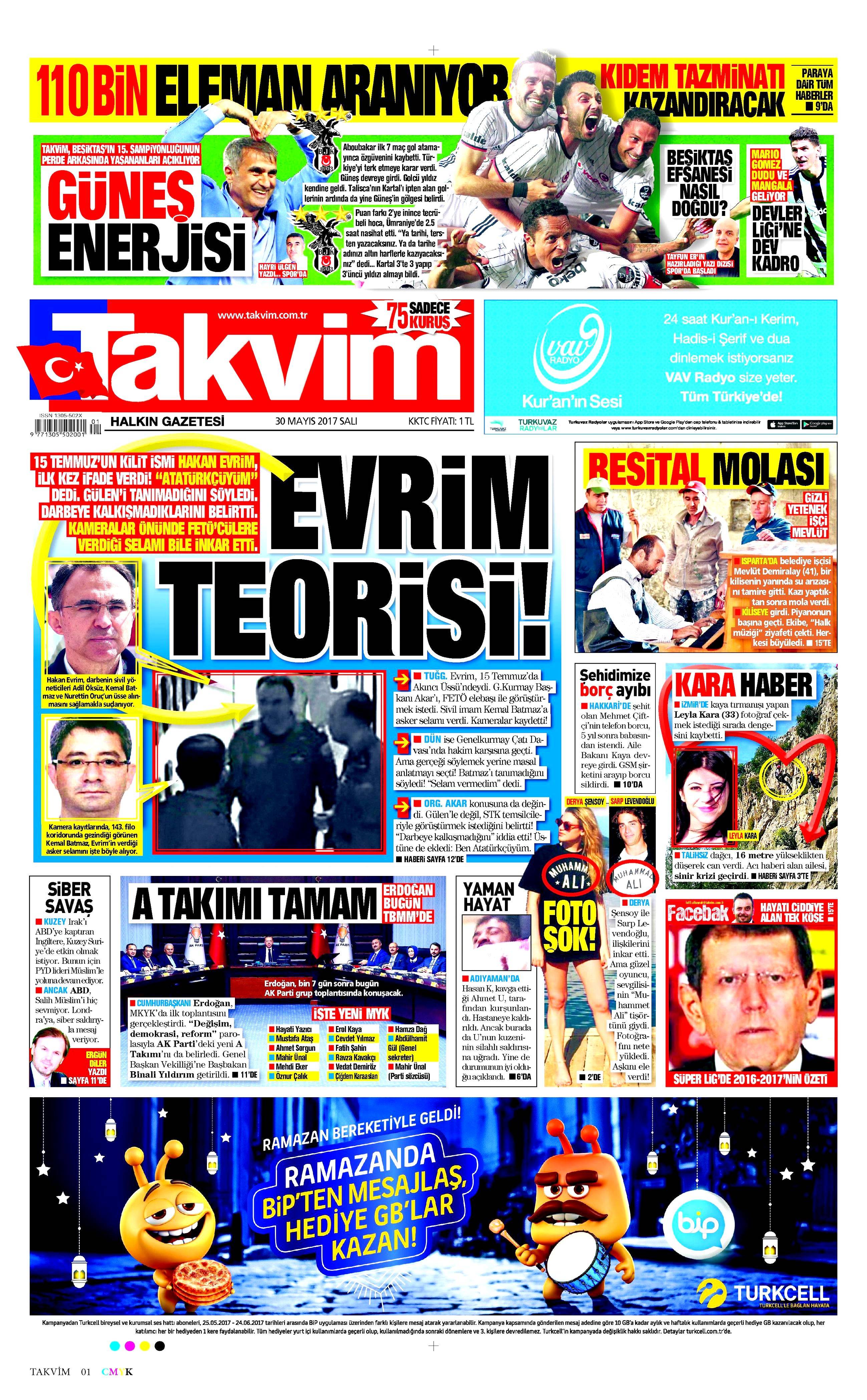 30 Mayıs 2017 Salı gazete manşetleri - 21