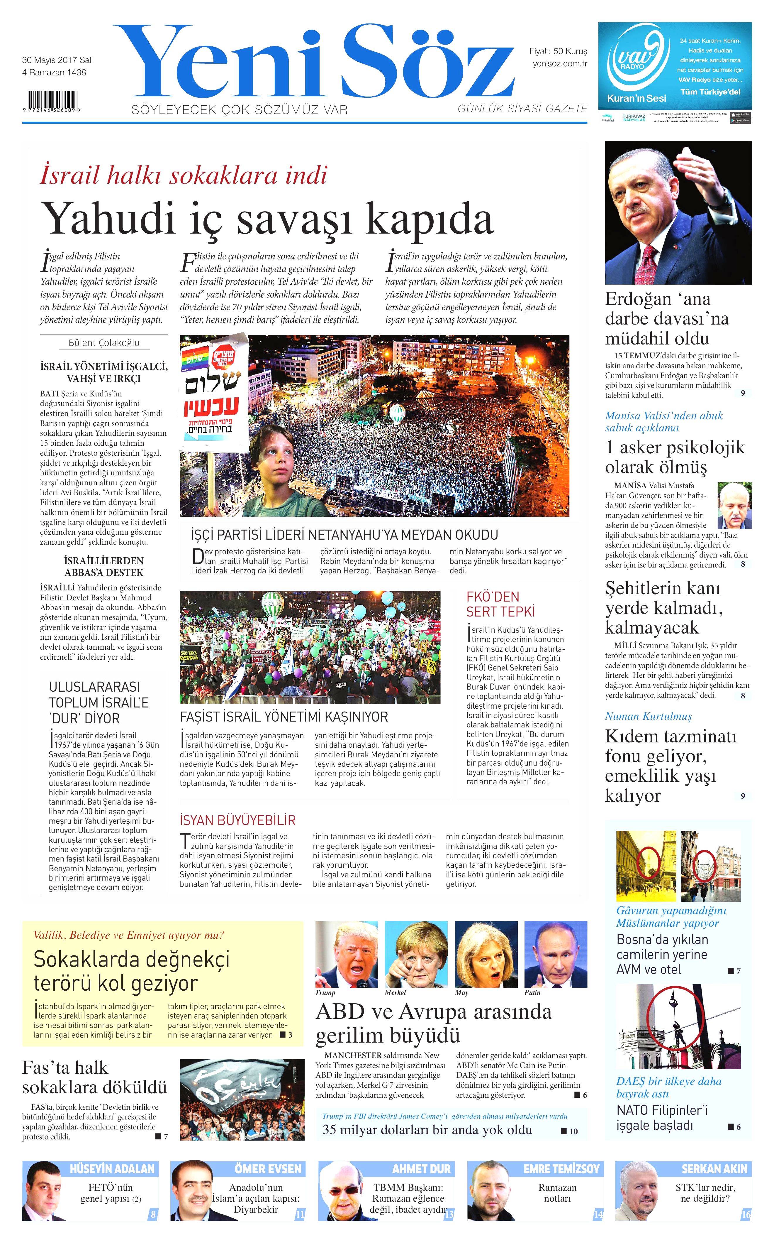 30 Mayıs 2017 Salı gazete manşetleri - 28