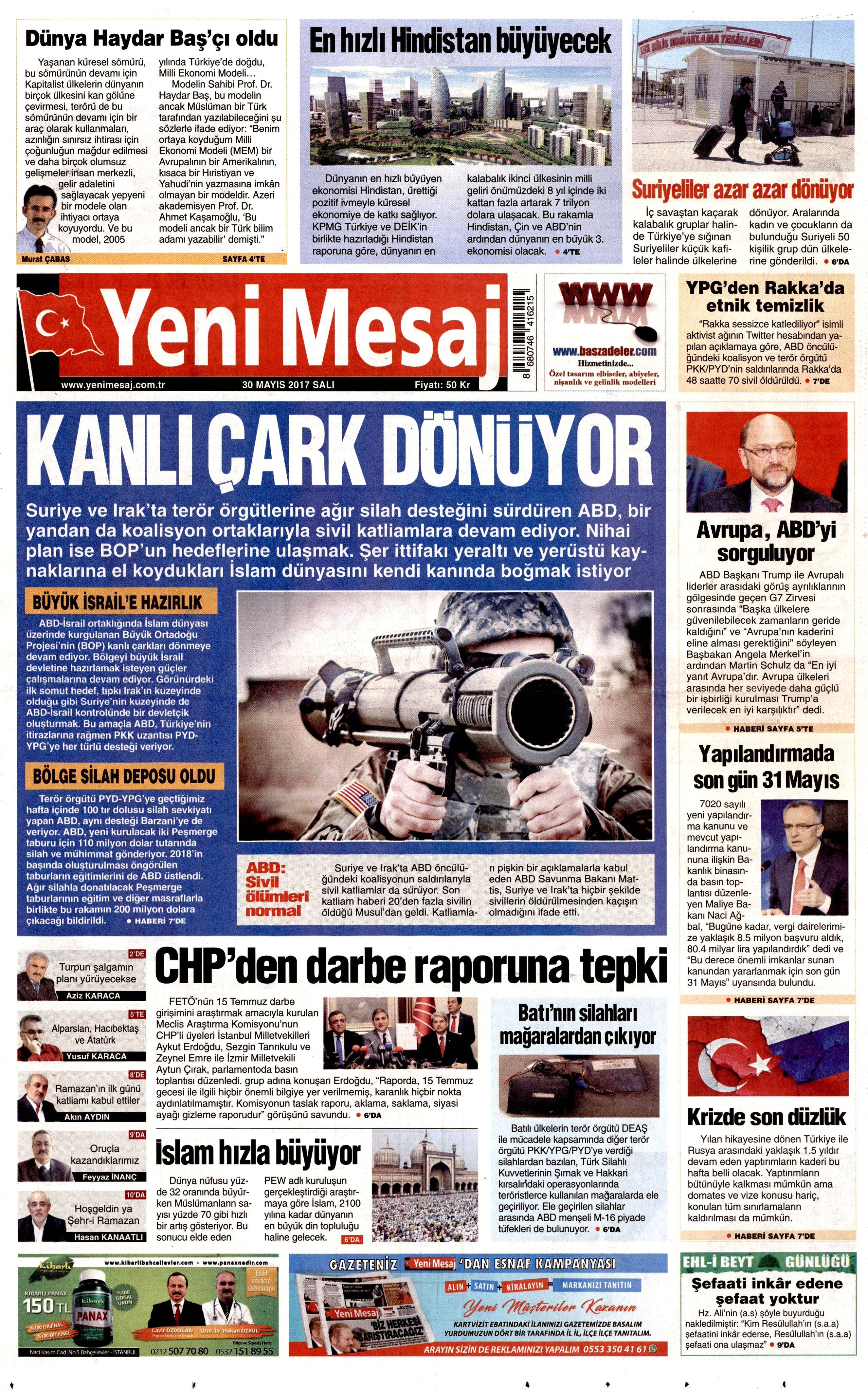 30 Mayıs 2017 Salı gazete manşetleri - 27
