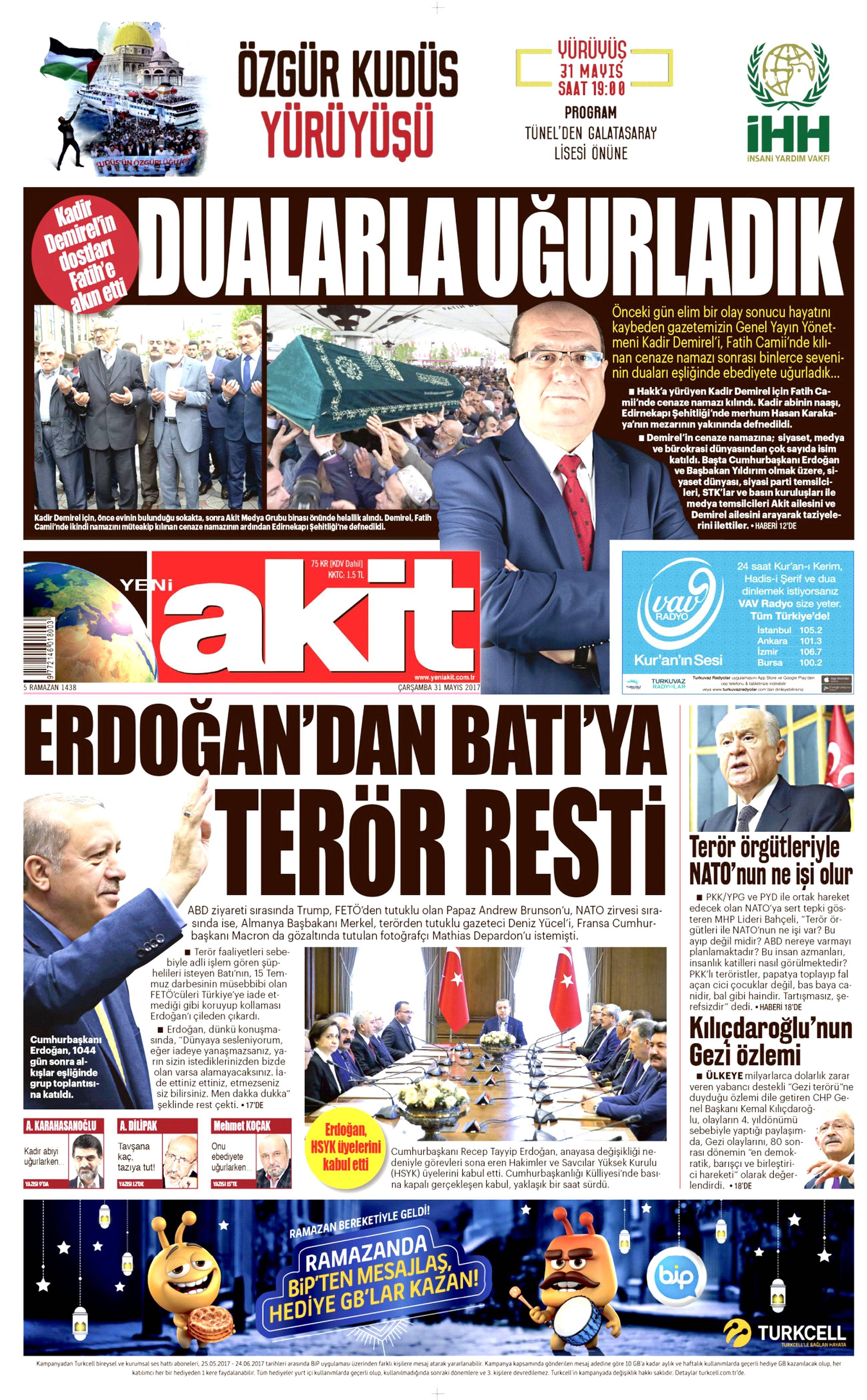 31 Mayıs 2017 Çarşamba gazete manşetleri - 2