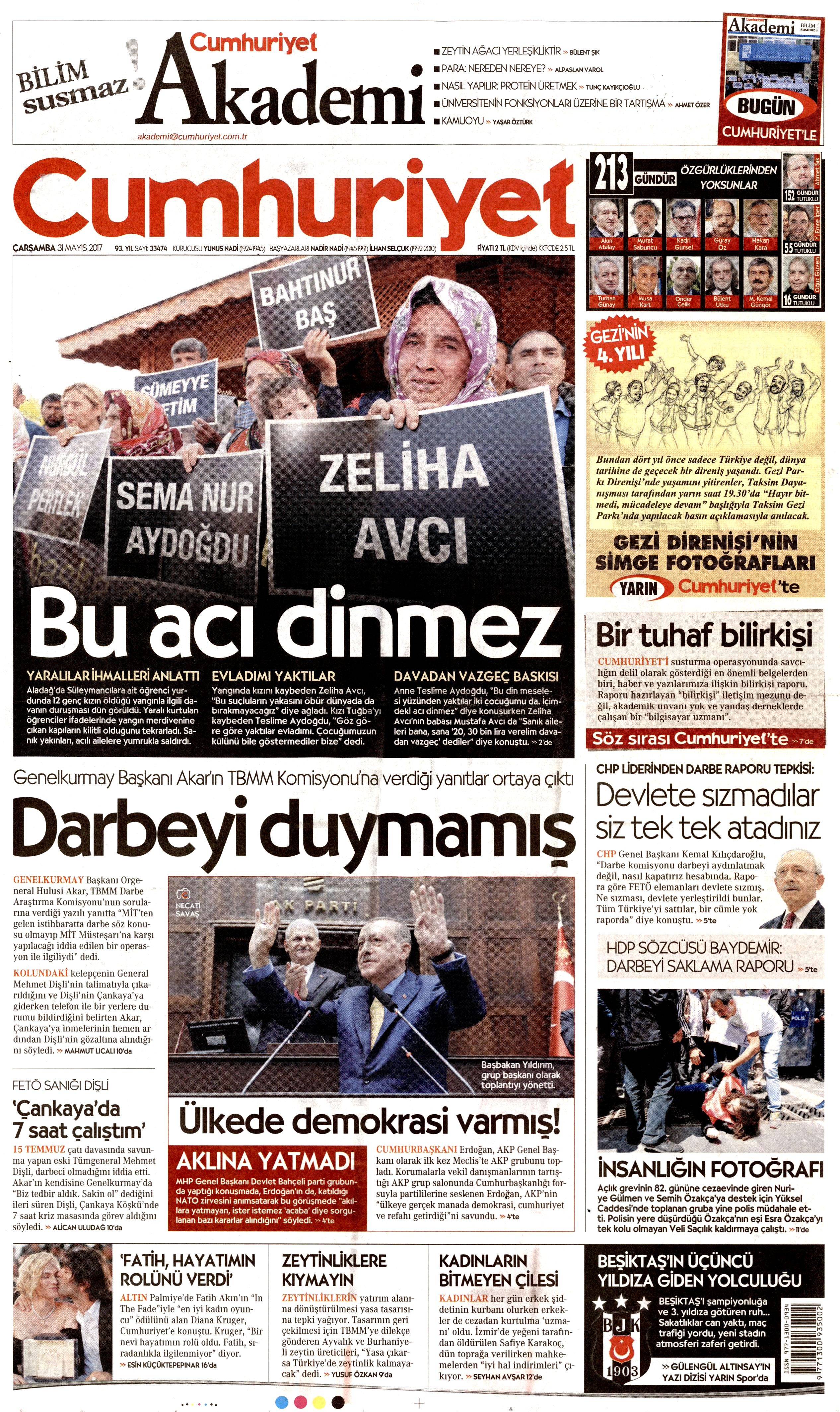 31 Mayıs 2017 Çarşamba gazete manşetleri - 5