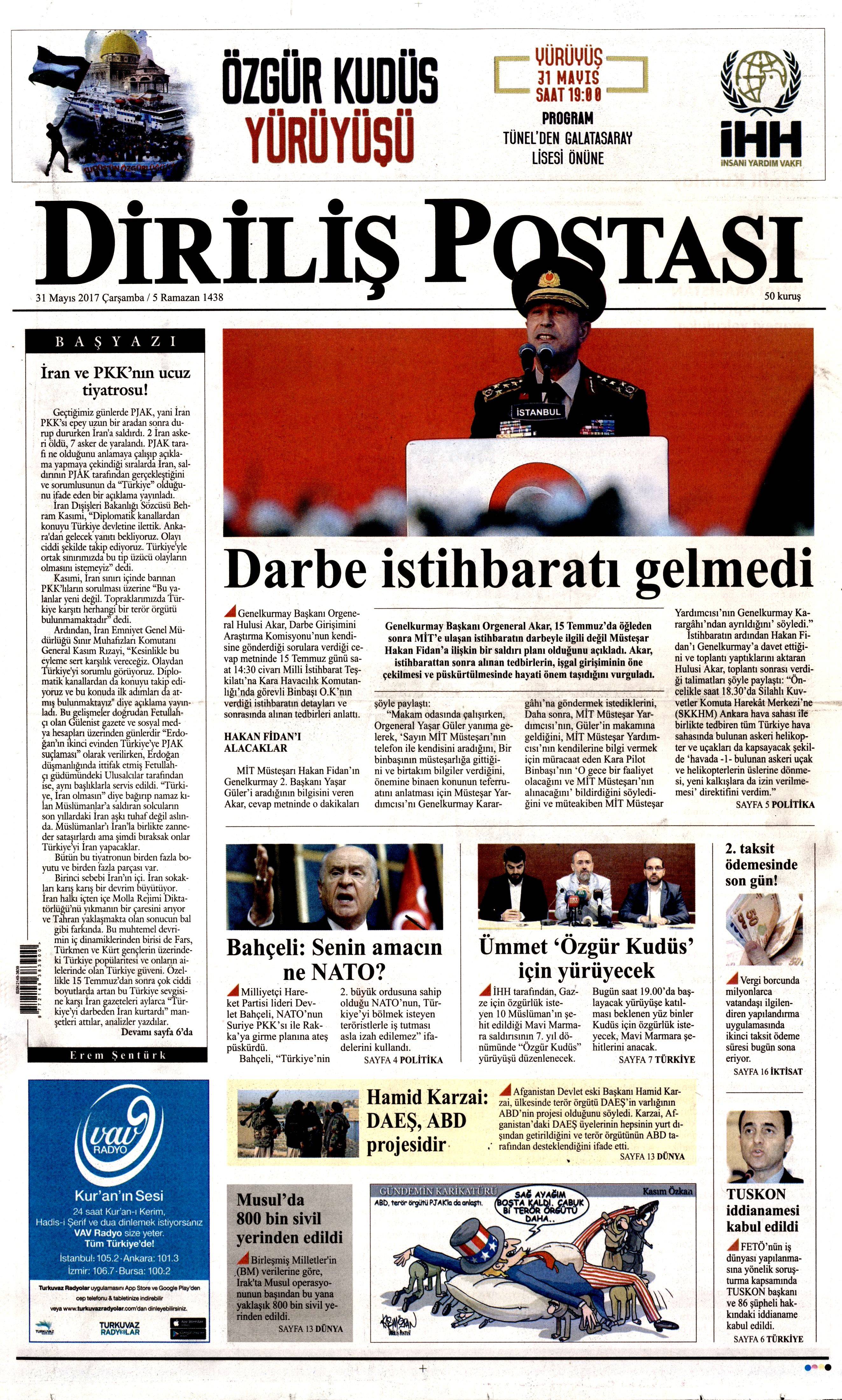 31 Mayıs 2017 Çarşamba gazete manşetleri - 6