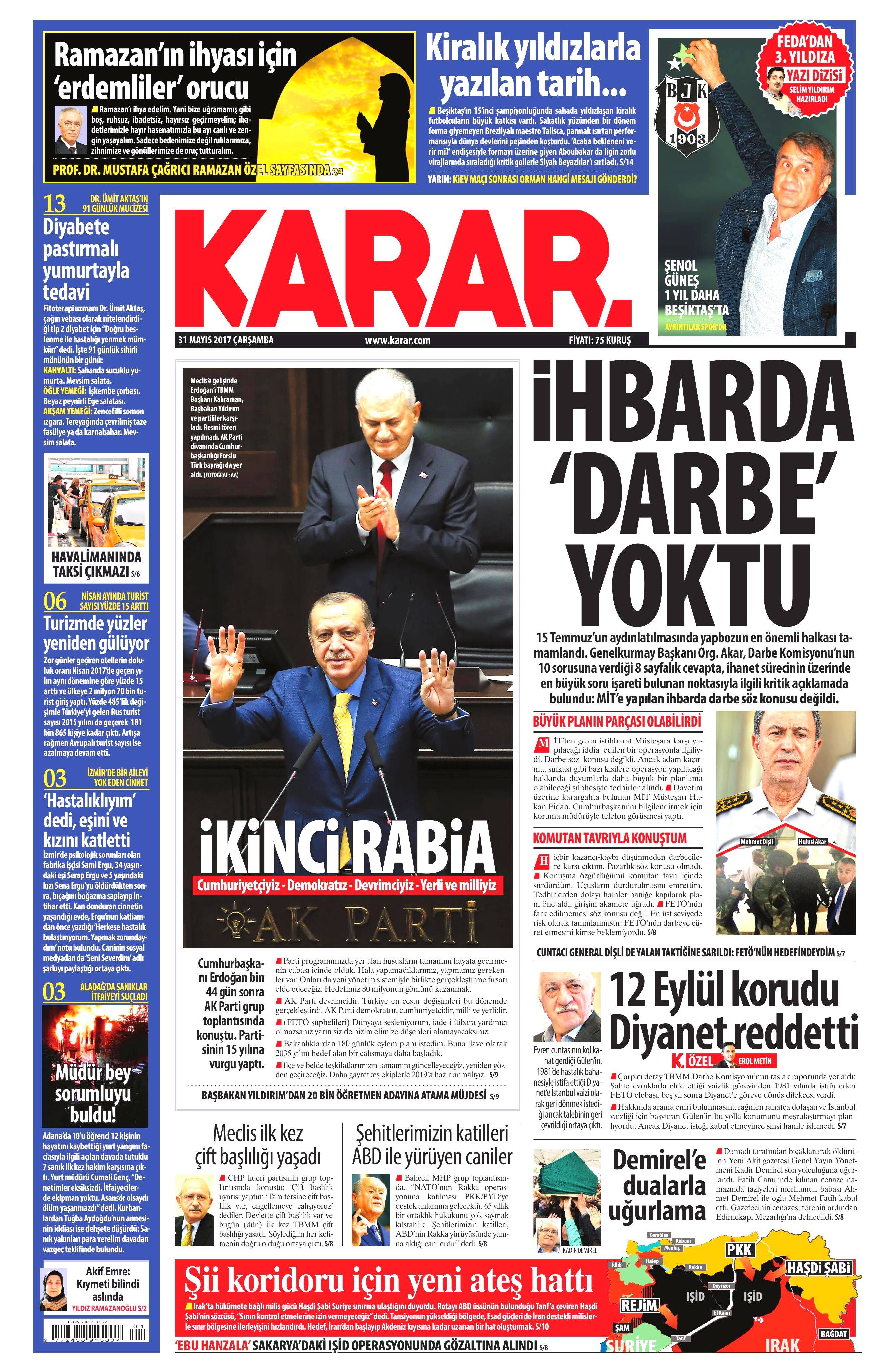 31 Mayıs 2017 Çarşamba gazete manşetleri - 12