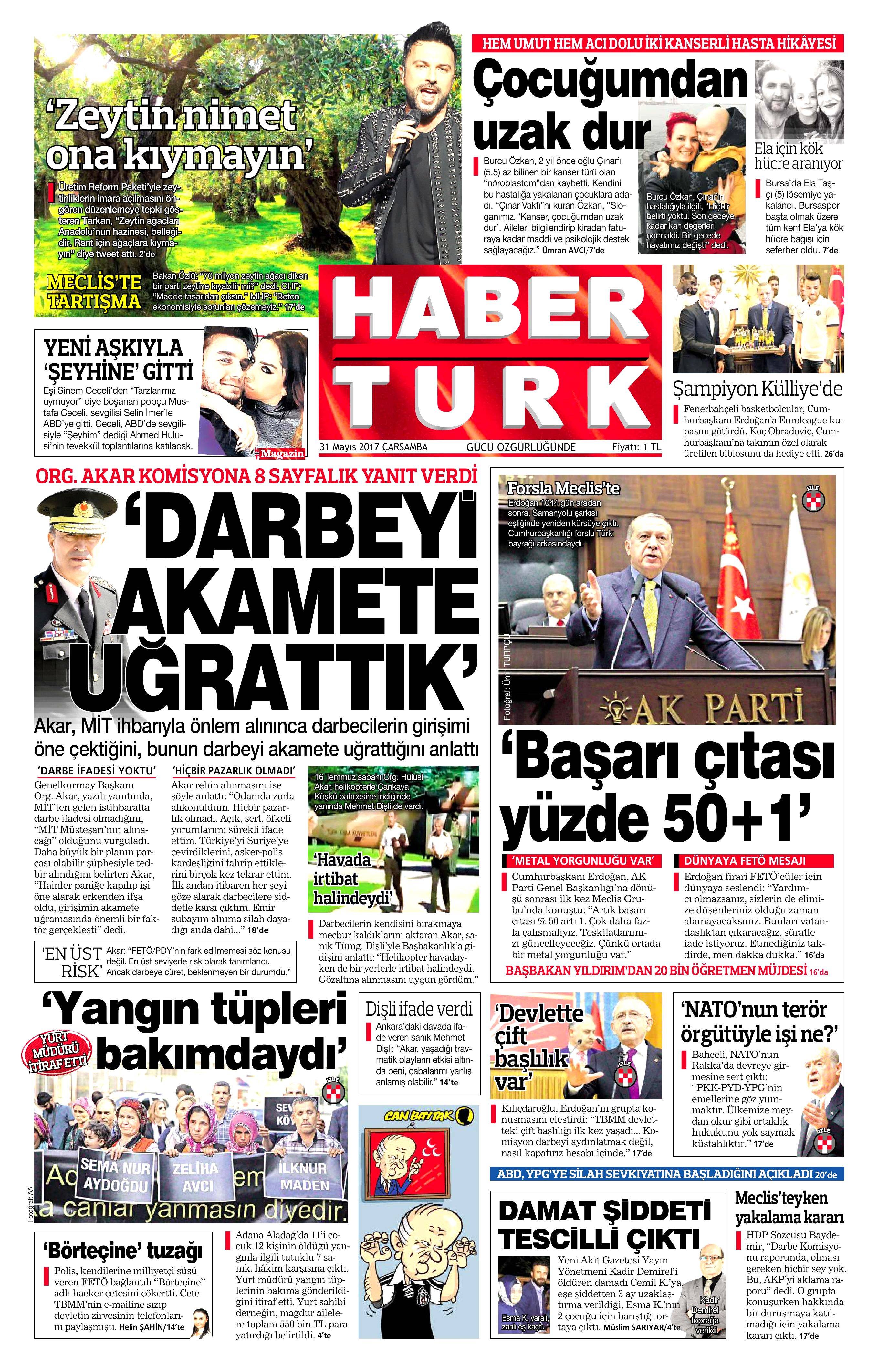 31 Mayıs 2017 Çarşamba gazete manşetleri - 9