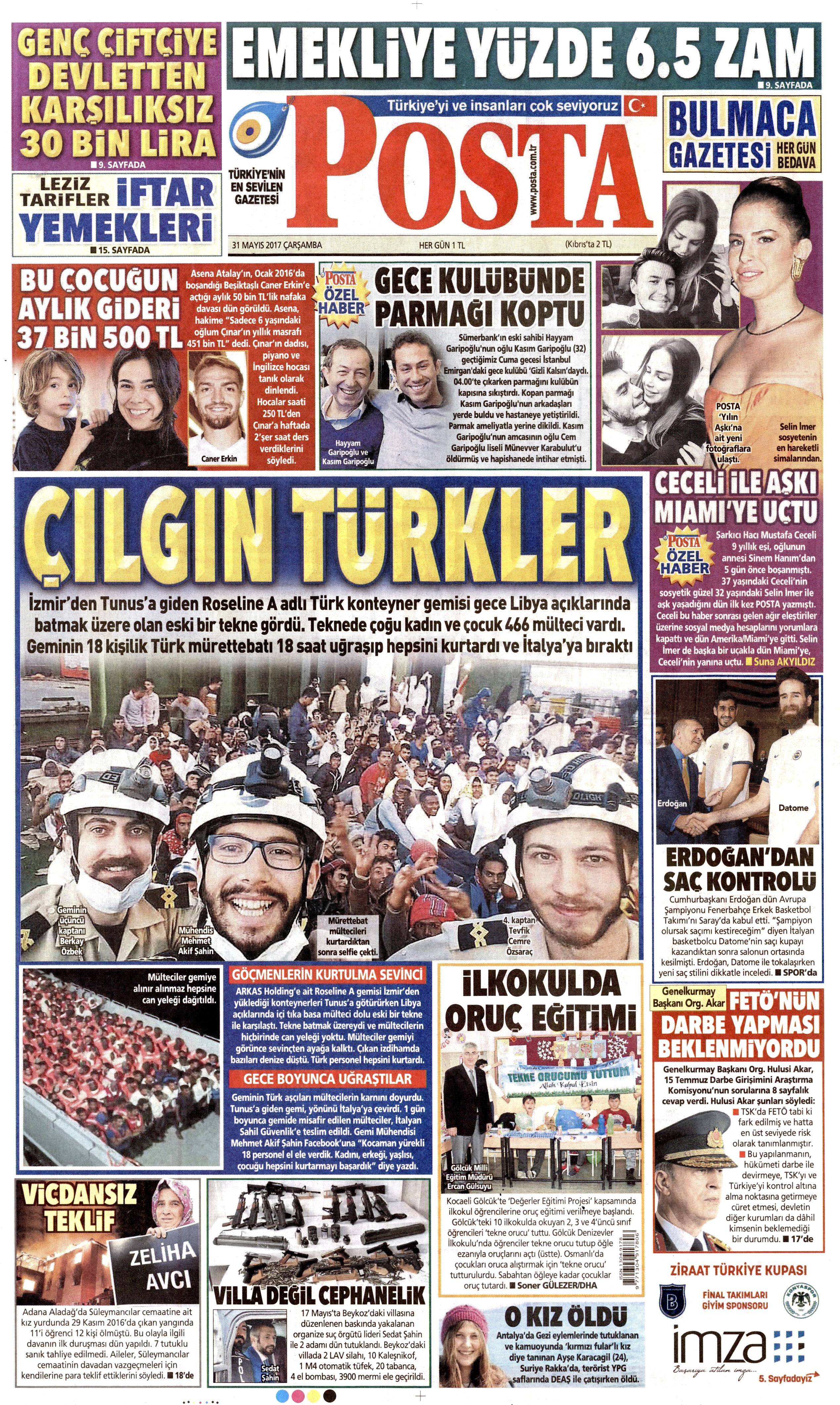 31 Mayıs 2017 Çarşamba gazete manşetleri - 17