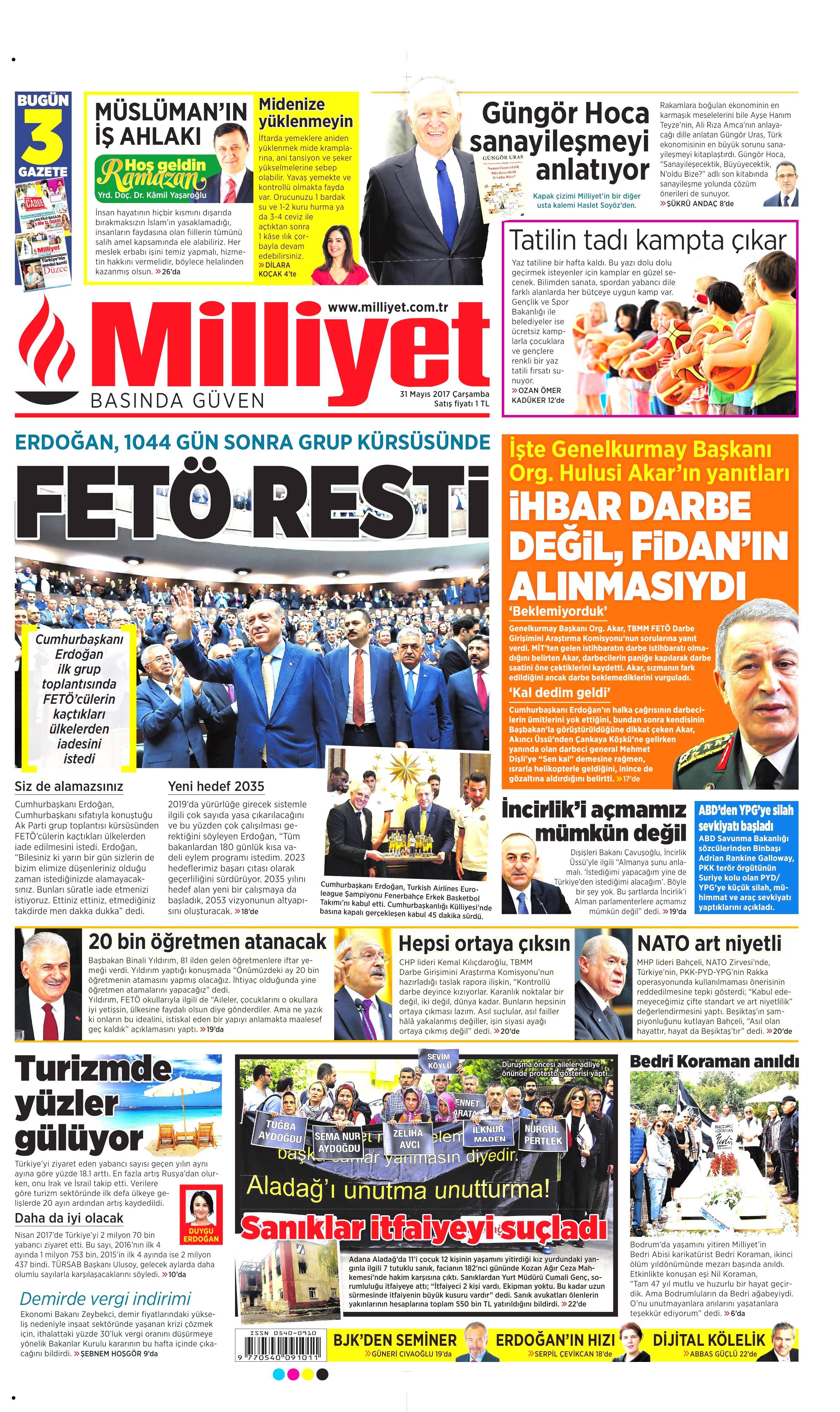 31 Mayıs 2017 Çarşamba gazete manşetleri - 15