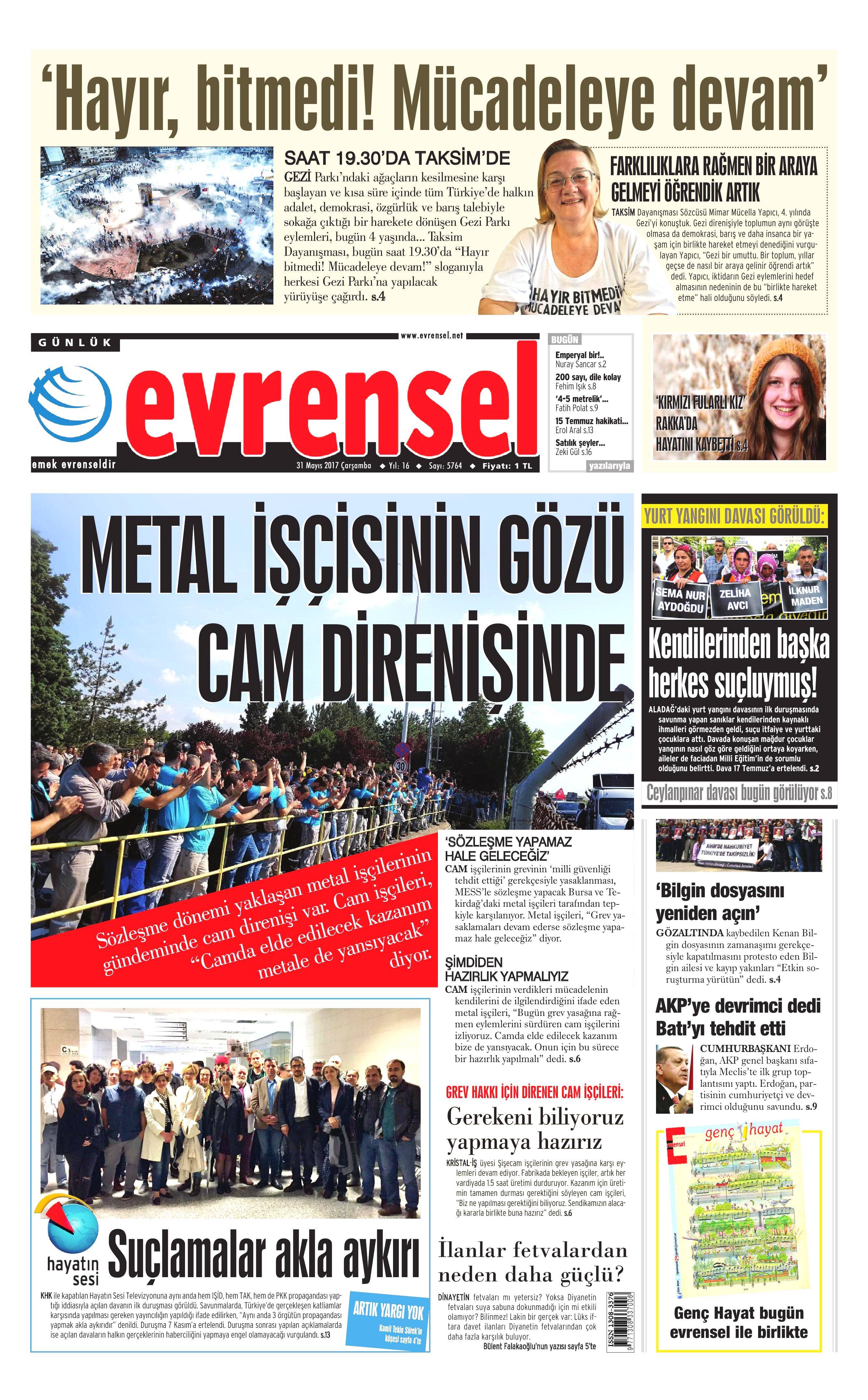 31 Mayıs 2017 Çarşamba gazete manşetleri - 7