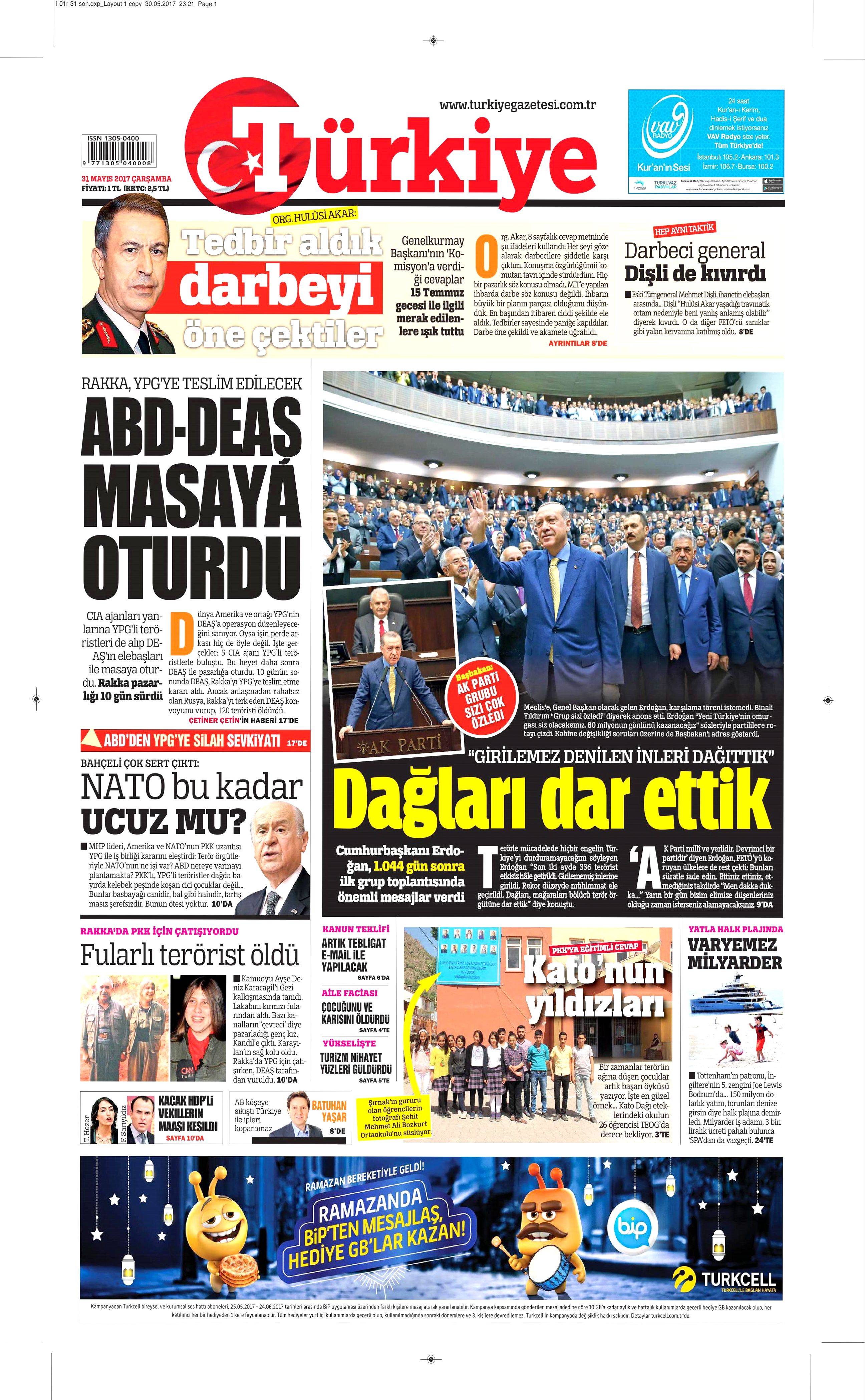 31 Mayıs 2017 Çarşamba gazete manşetleri - 22