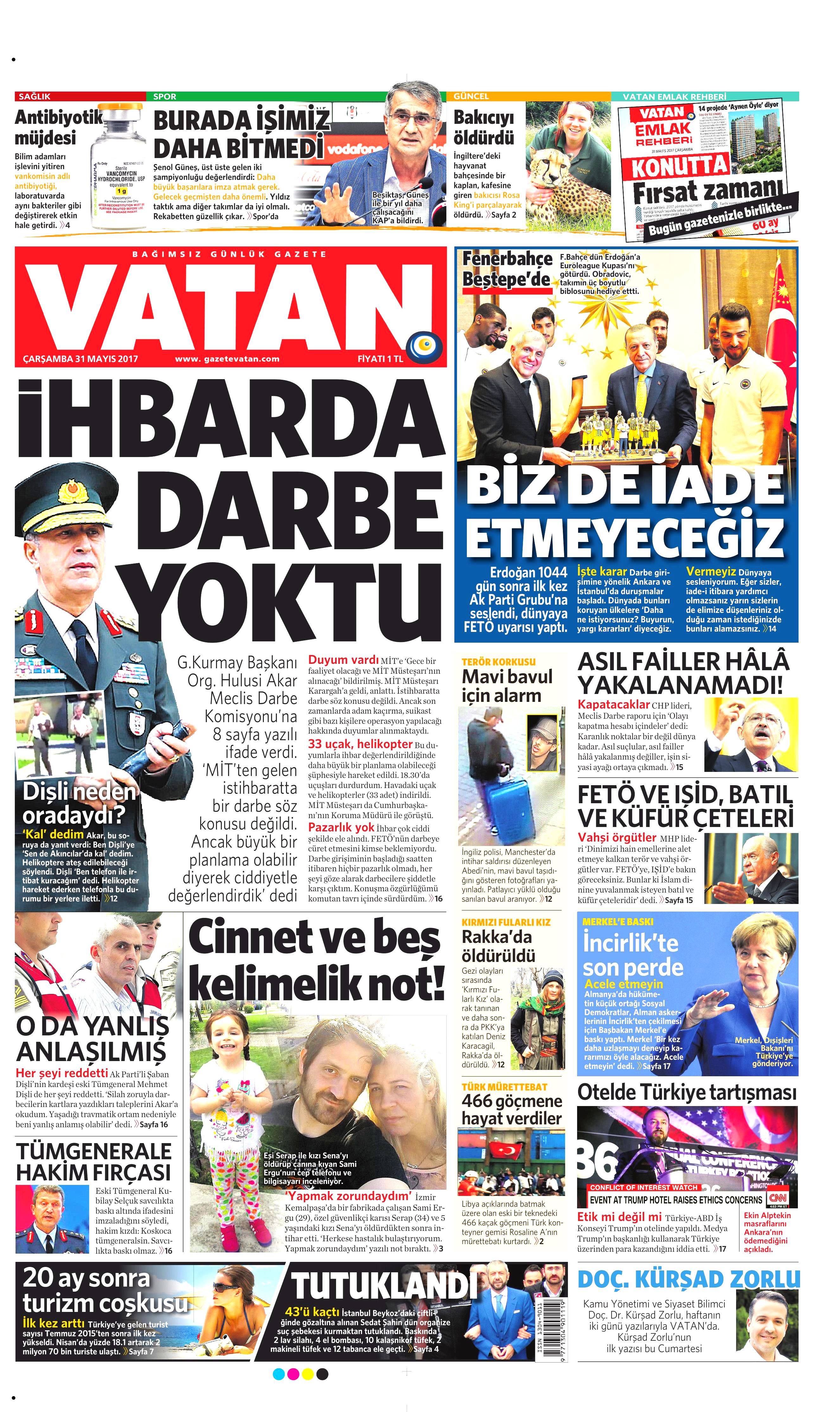 31 Mayıs 2017 Çarşamba gazete manşetleri - 23