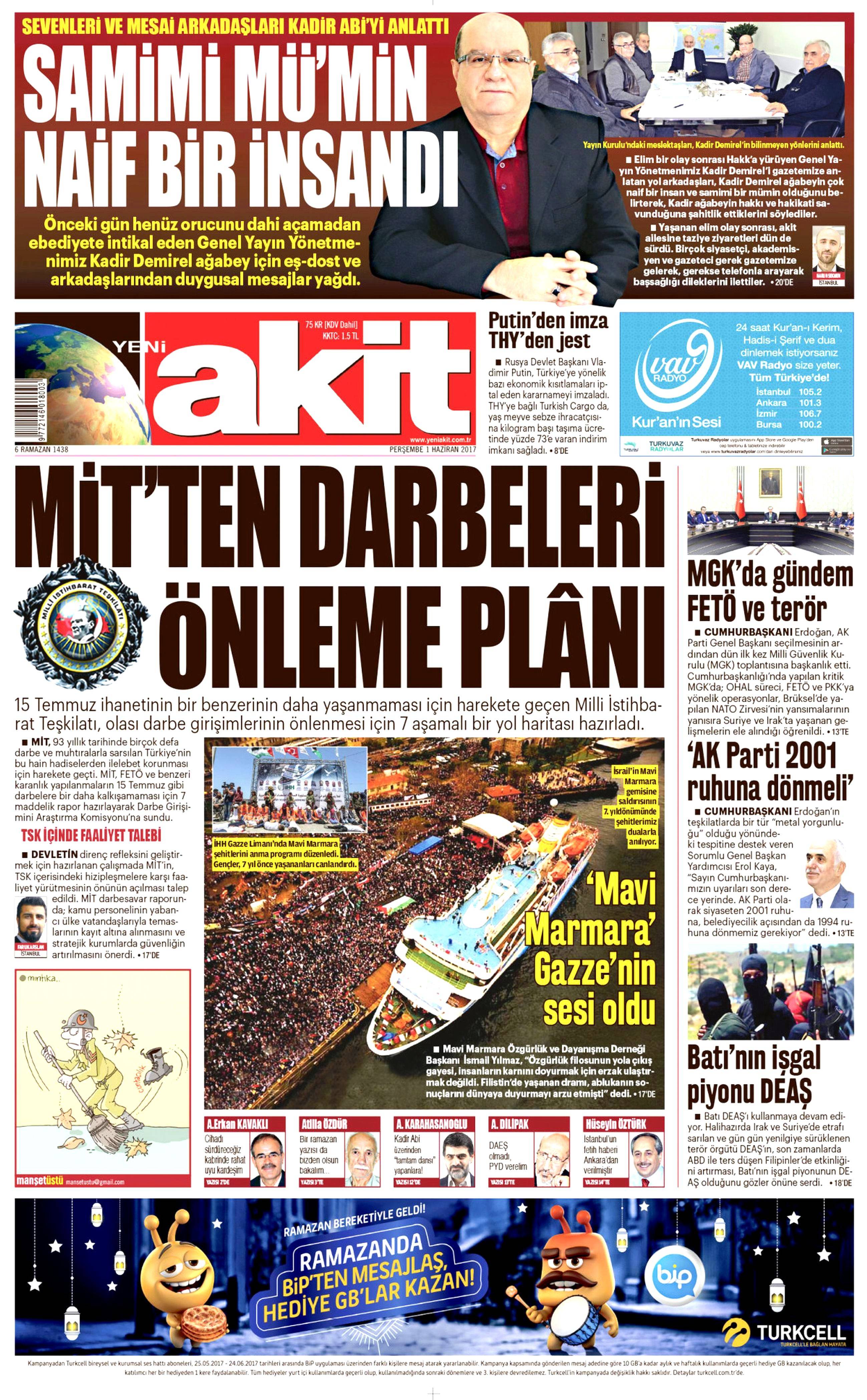 1 Haziran 2017 Perşembe gazete manşetleri - 2