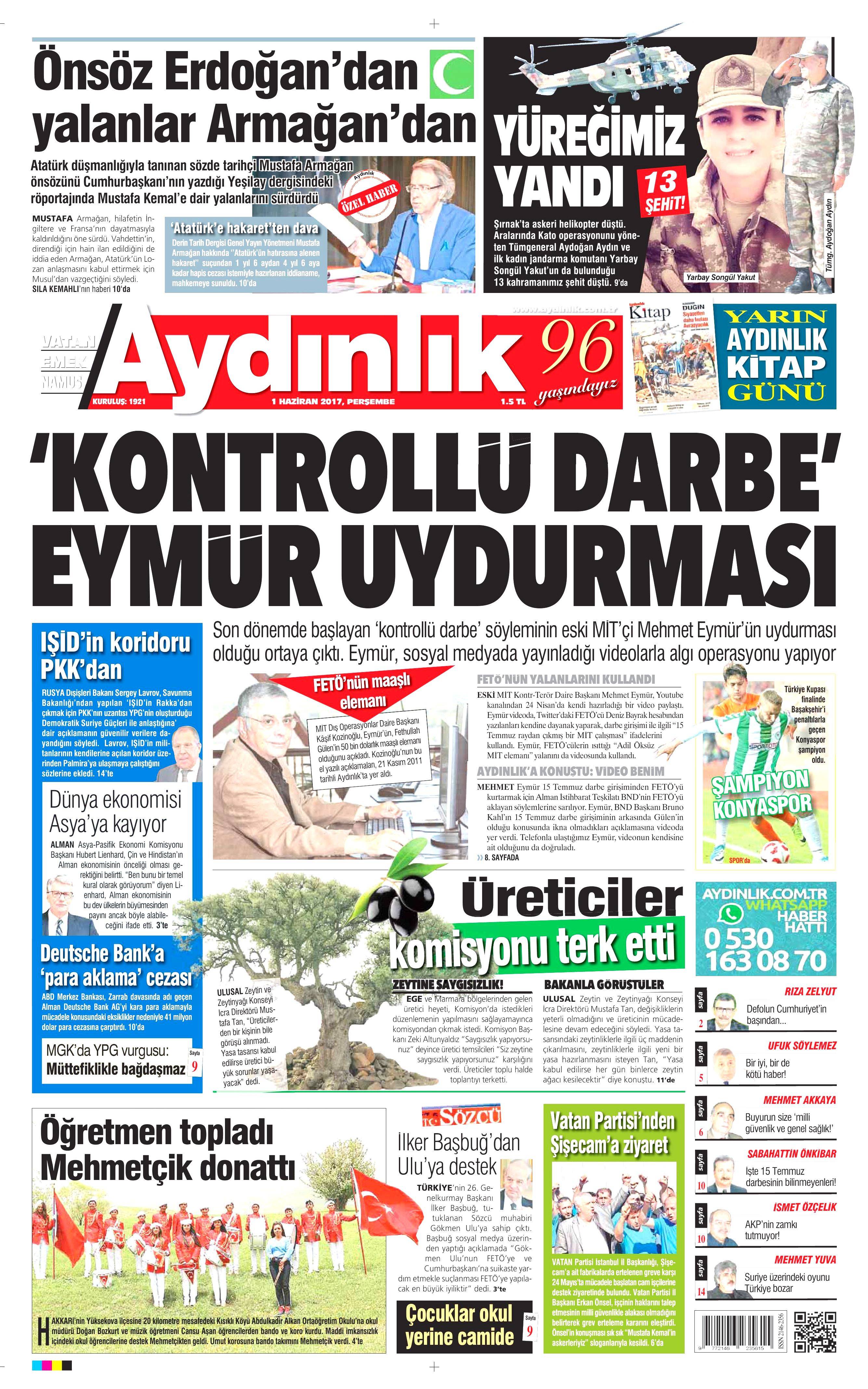 1 Haziran 2017 Perşembe gazete manşetleri - 3