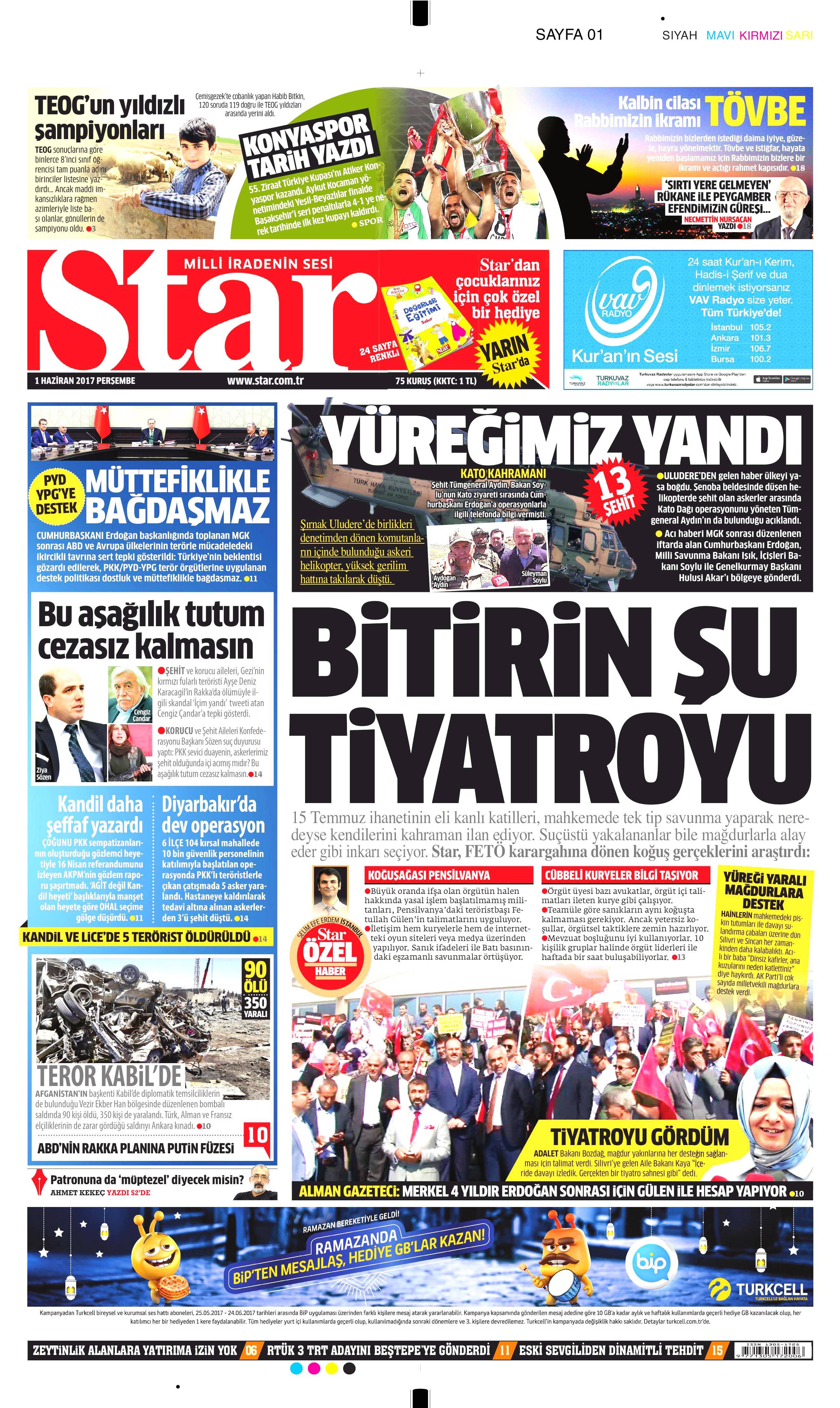 1 Haziran 2017 Perşembe gazete manşetleri - 18