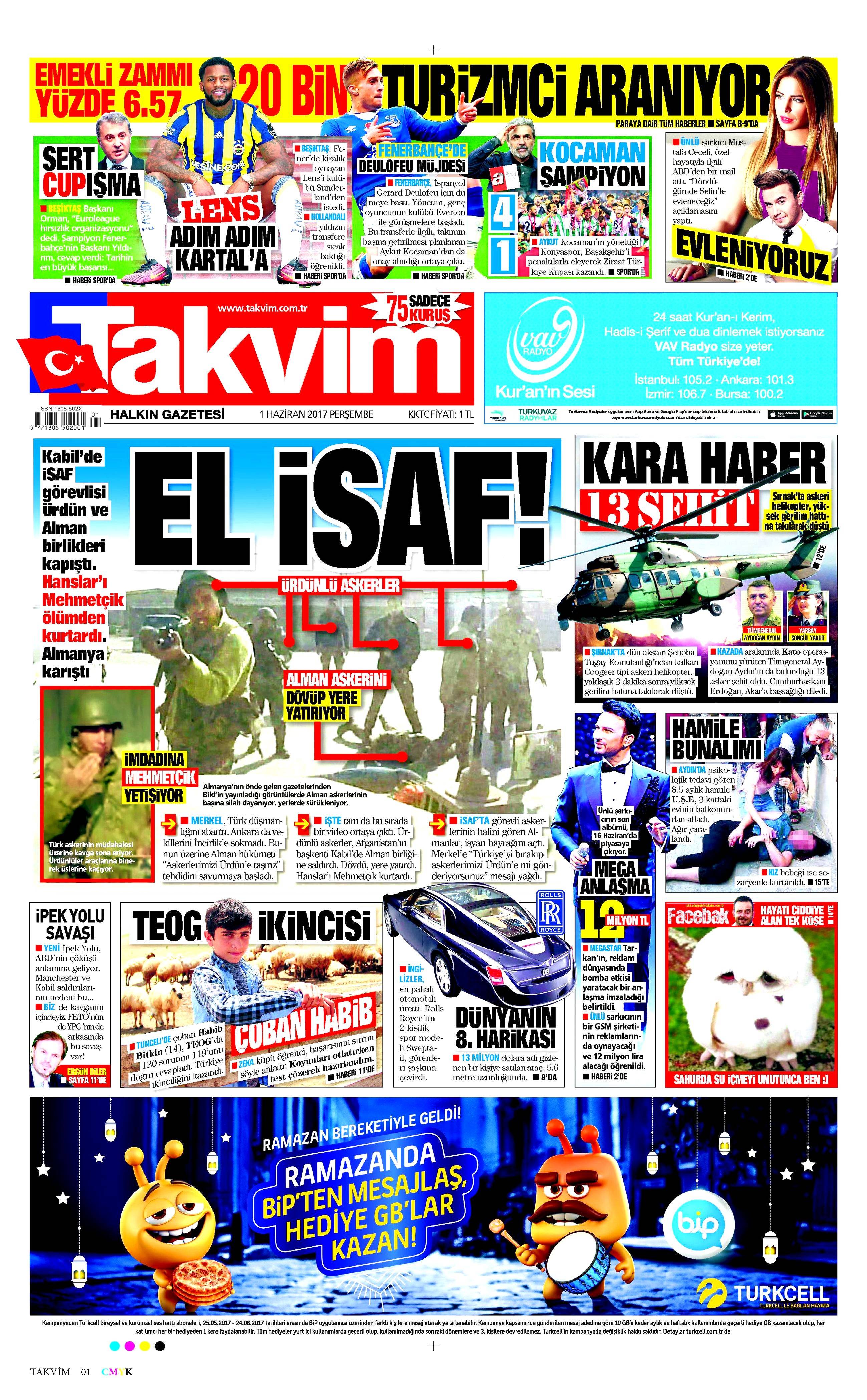 1 Haziran 2017 Perşembe gazete manşetleri - 20