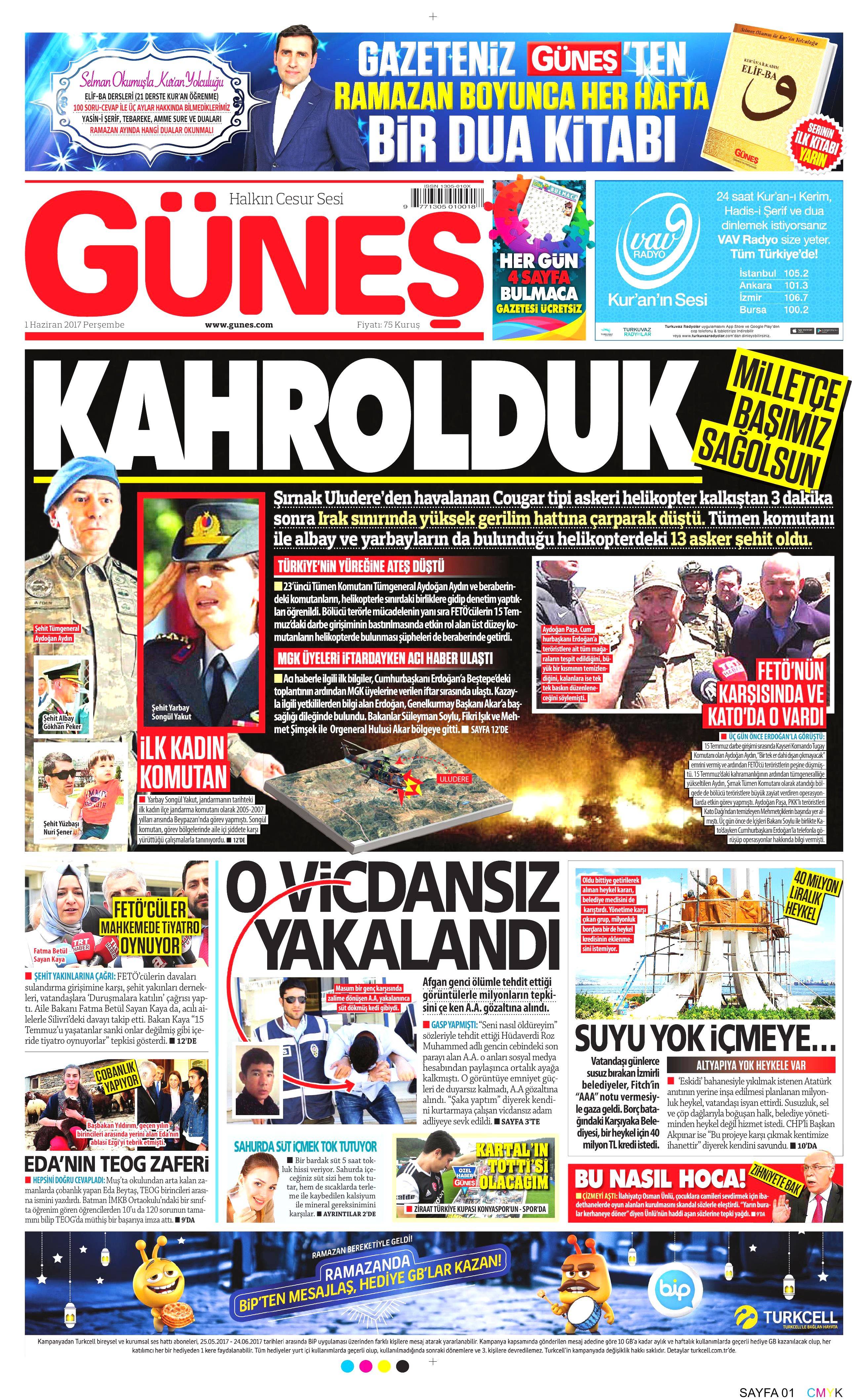 1 Haziran 2017 Perşembe gazete manşetleri - 8