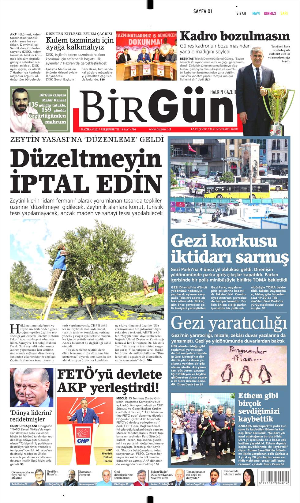 1 Haziran 2017 Perşembe gazete manşetleri - 4