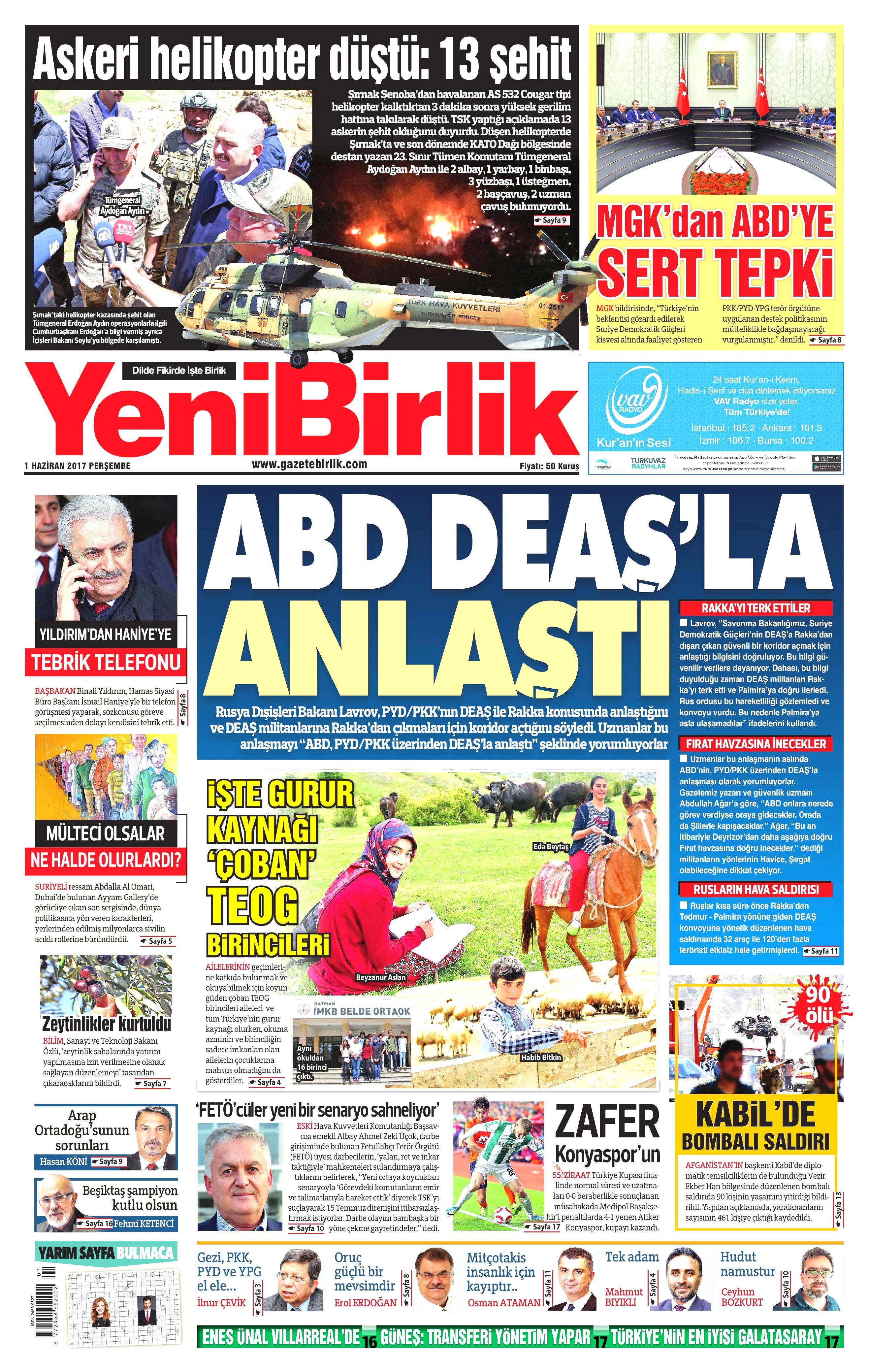 1 Haziran 2017 Perşembe gazete manşetleri - 24