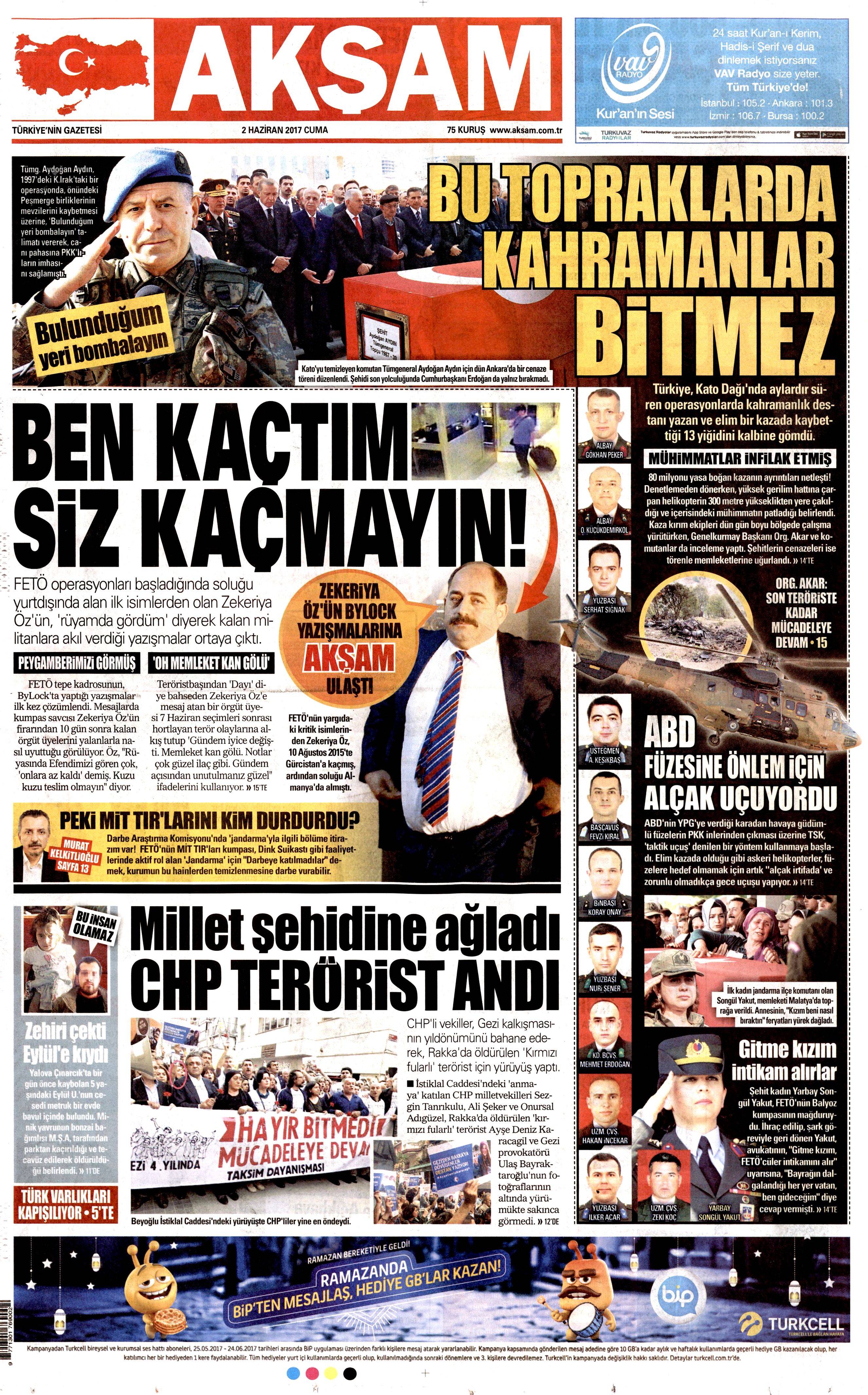 2 Haziran 2017 Cuma gazete manşetleri - 1