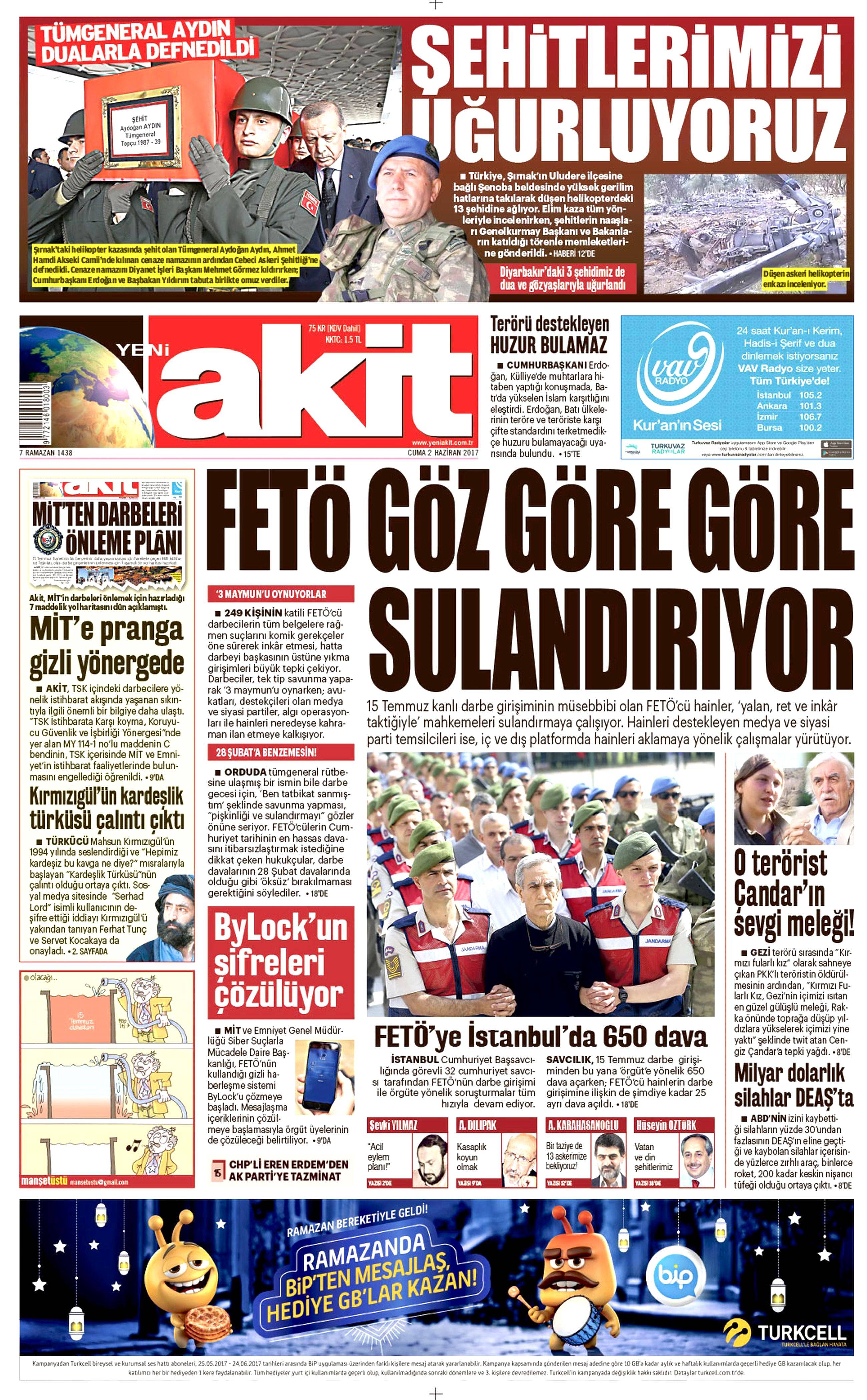 2 Haziran 2017 Cuma gazete manşetleri - 2