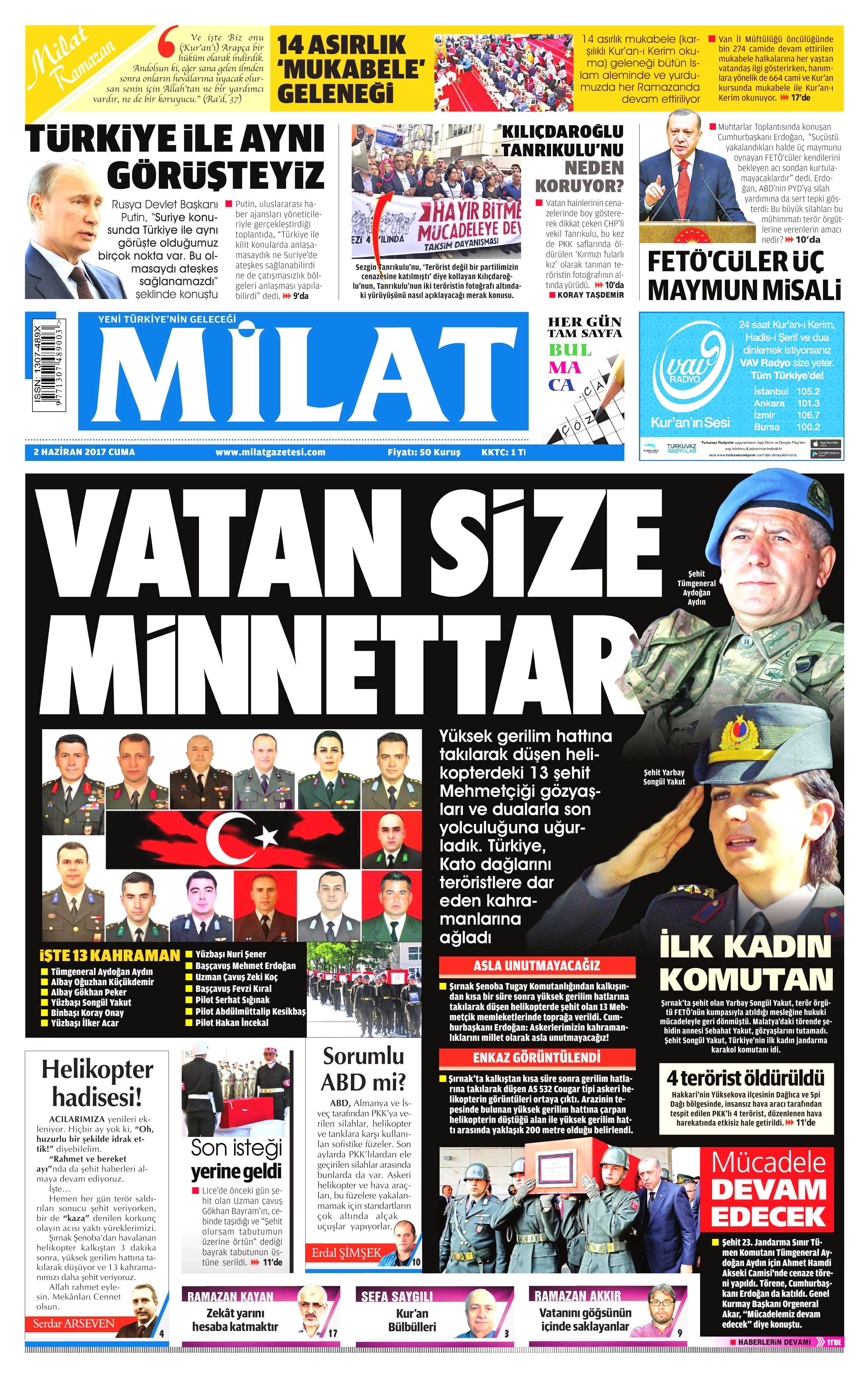 2 Haziran 2017 Cuma gazete manşetleri - 13