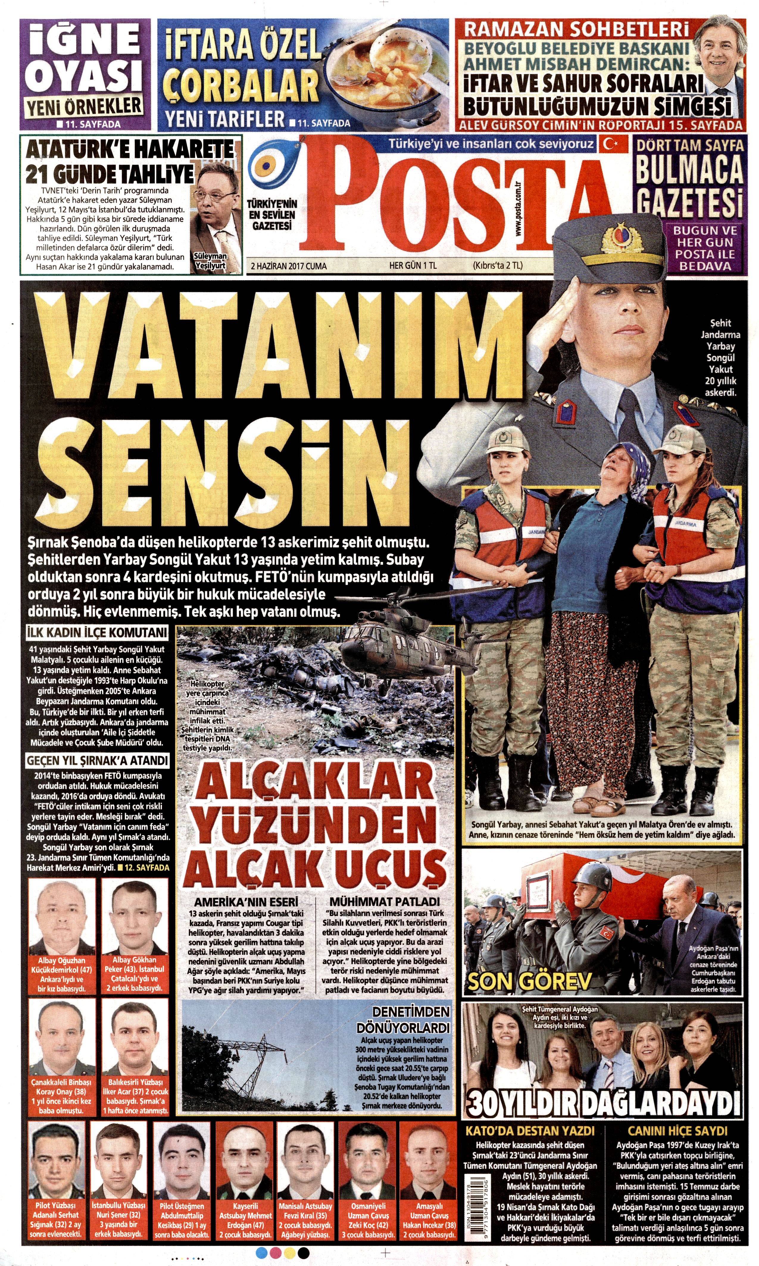 2 Haziran 2017 Cuma gazete manşetleri - 17