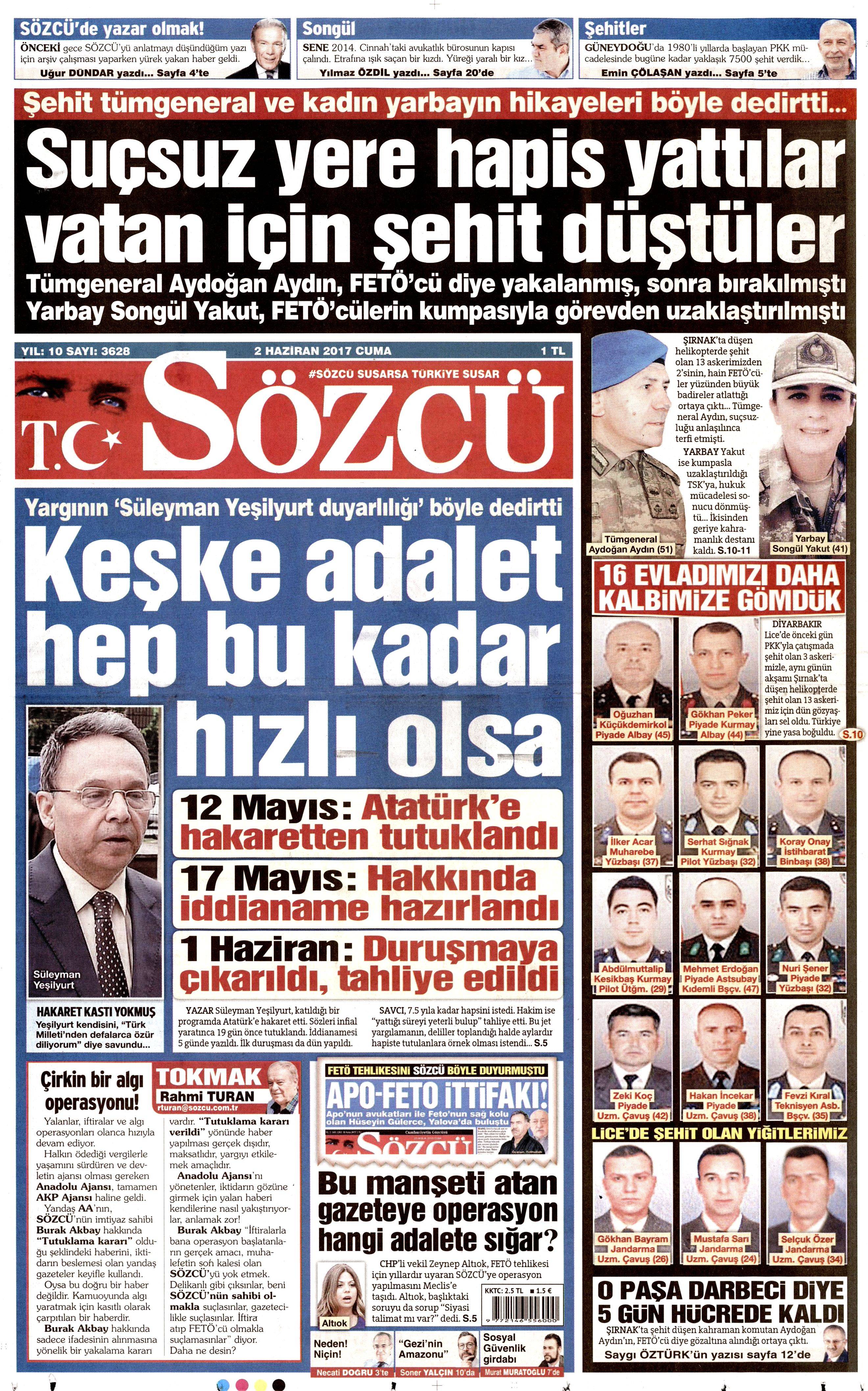 2 Haziran 2017 Cuma gazete manşetleri - 19