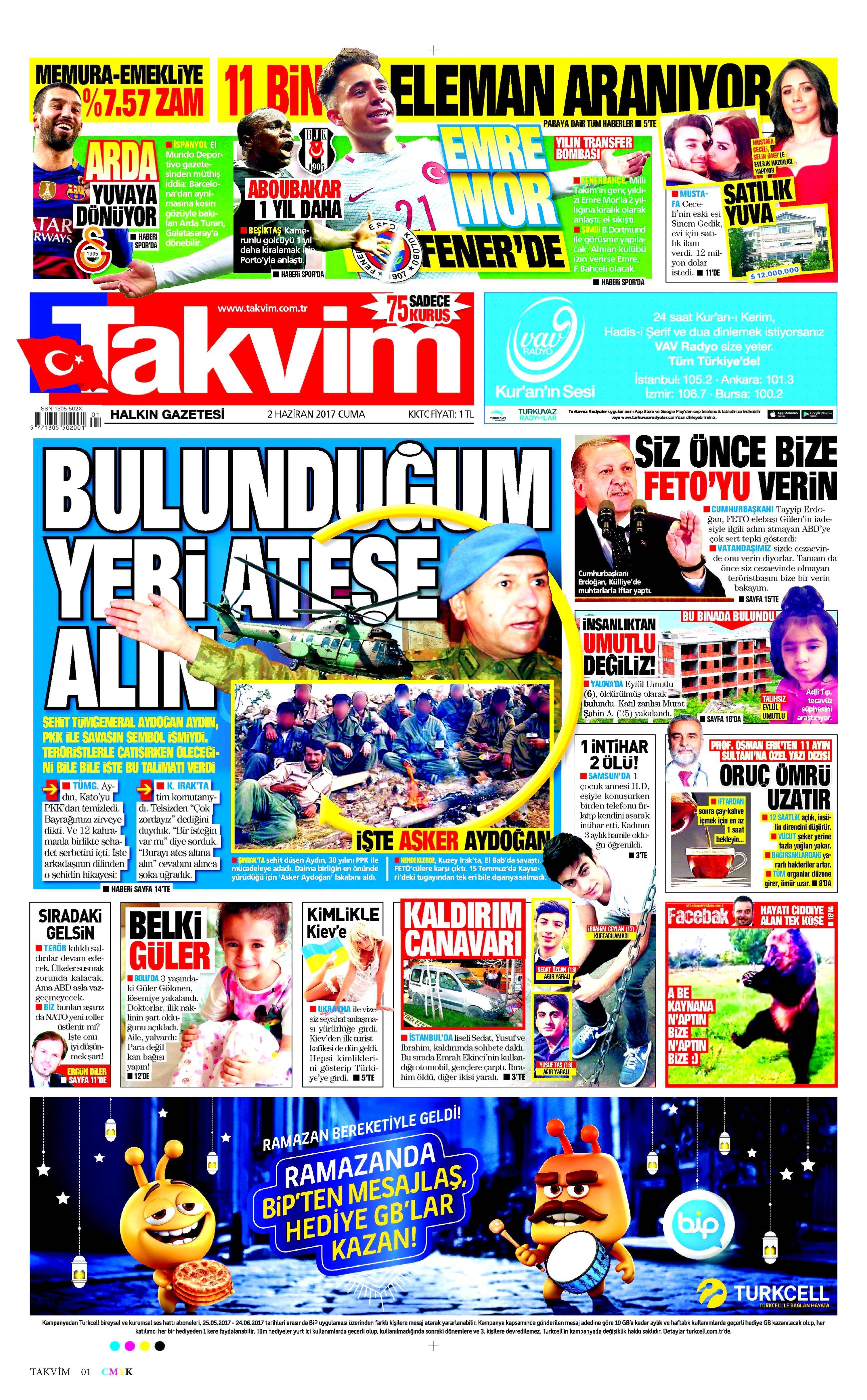 2 Haziran 2017 Cuma gazete manşetleri - 21