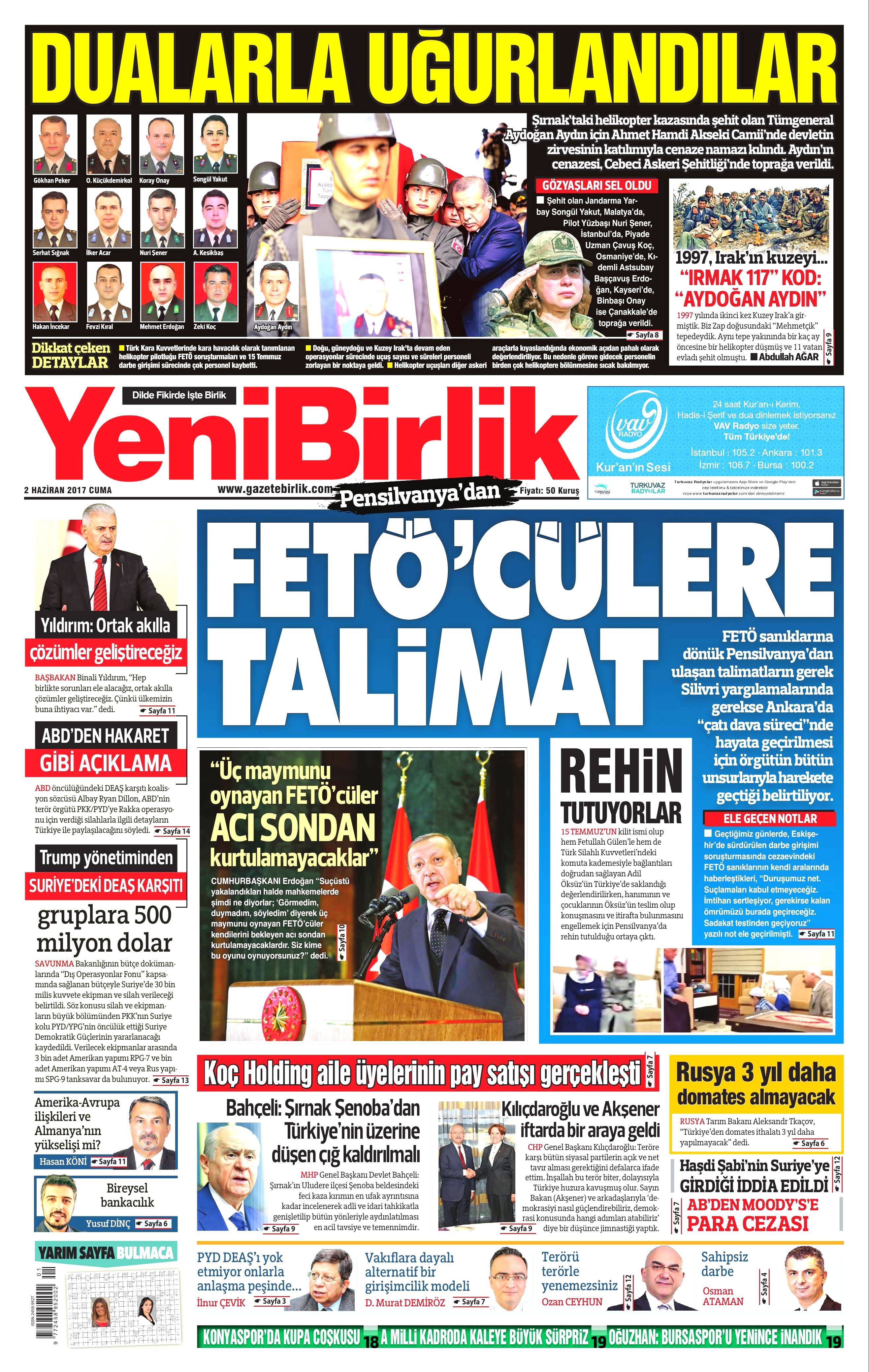 2 Haziran 2017 Cuma gazete manşetleri - 25