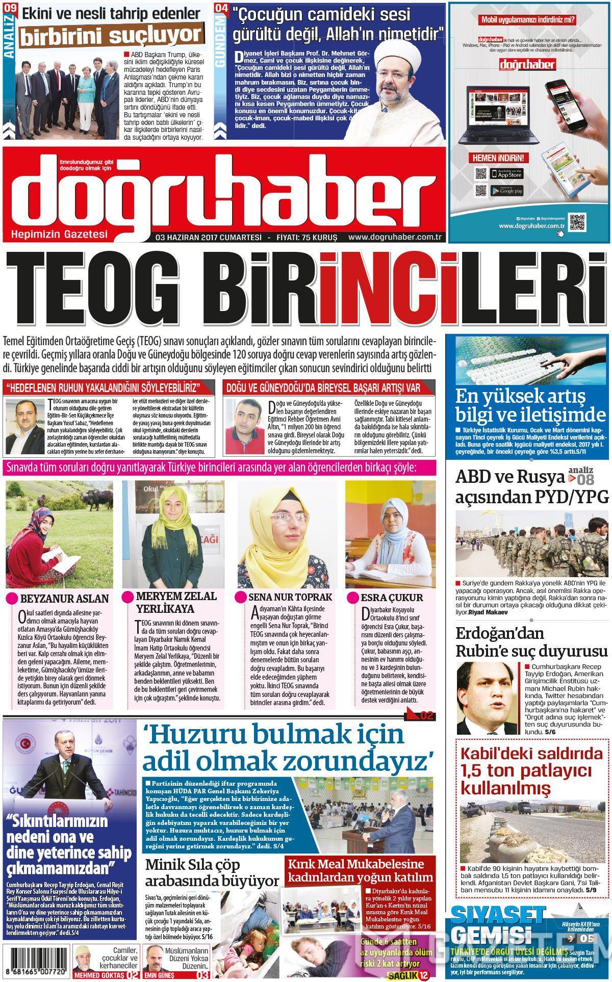 3 Haziran 2017 Cumartesi gazete manşetleri - 8