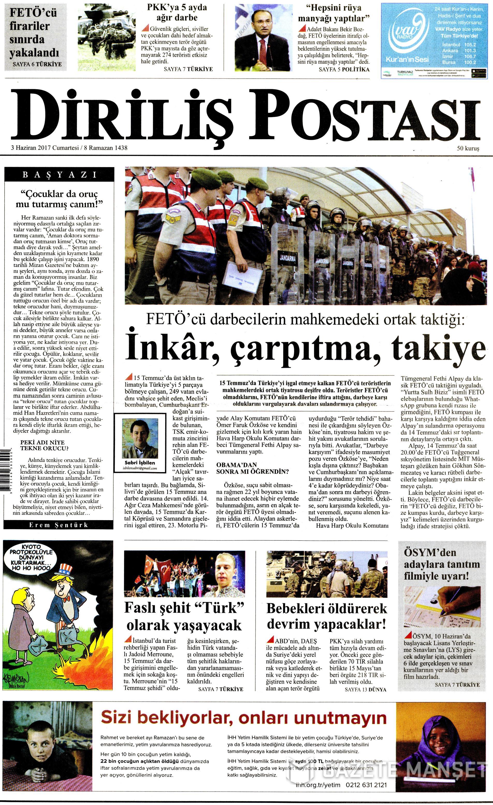 3 Haziran 2017 Cumartesi gazete manşetleri - 7