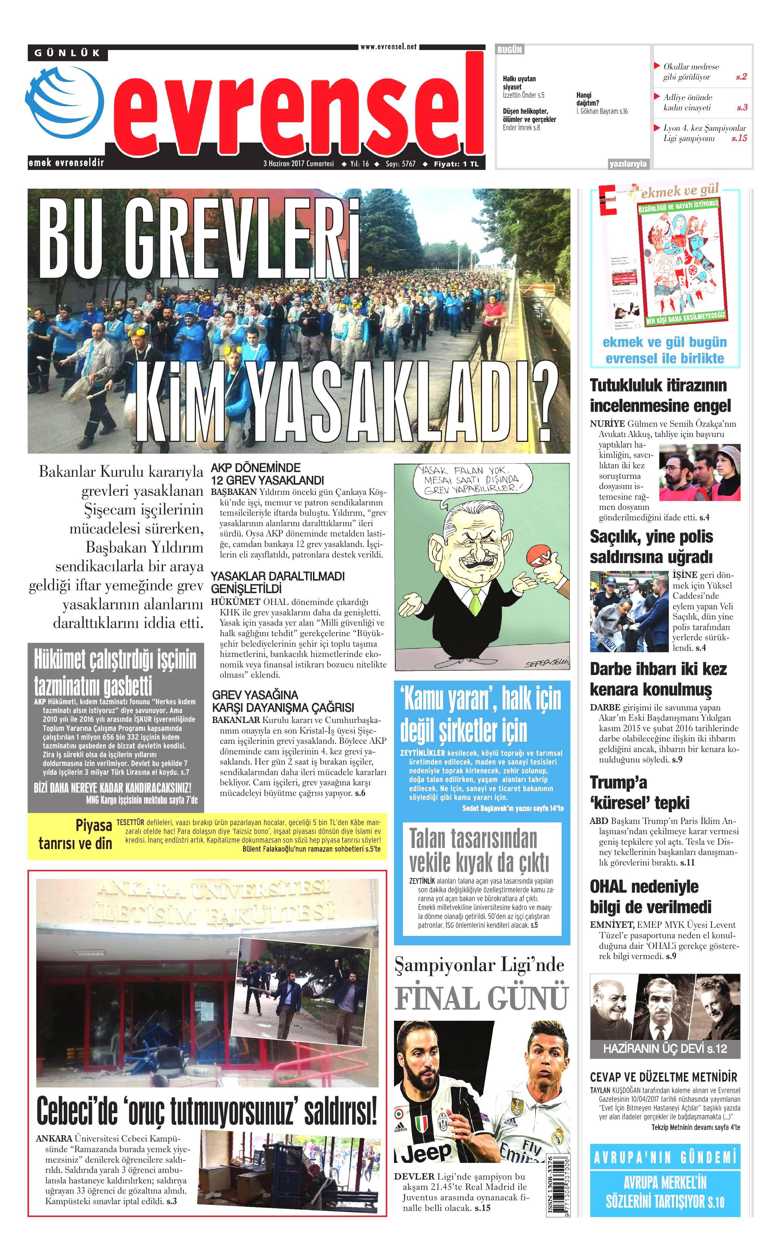 3 Haziran 2017 Cumartesi gazete manşetleri - 10