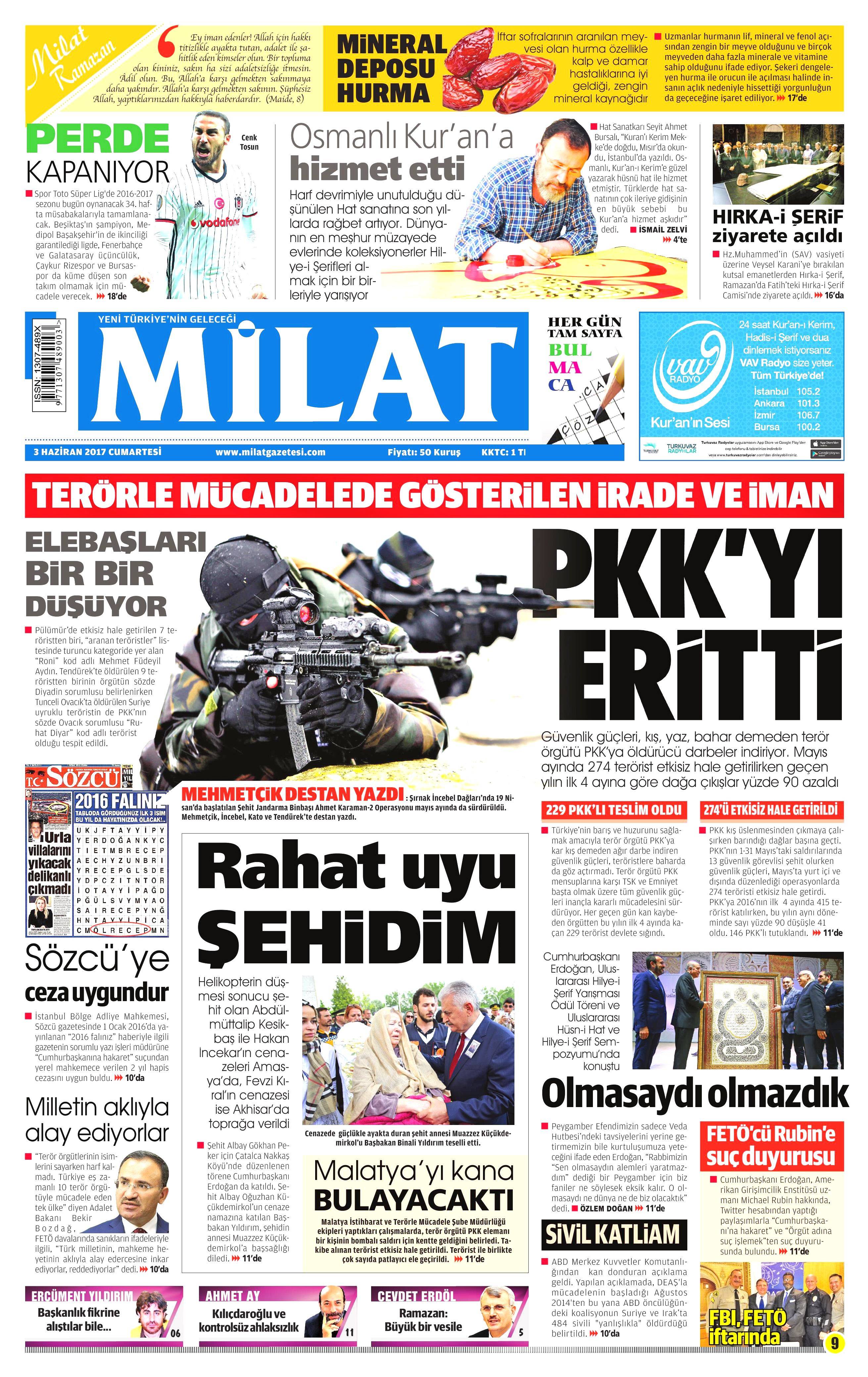 3 Haziran 2017 Cumartesi gazete manşetleri - 15