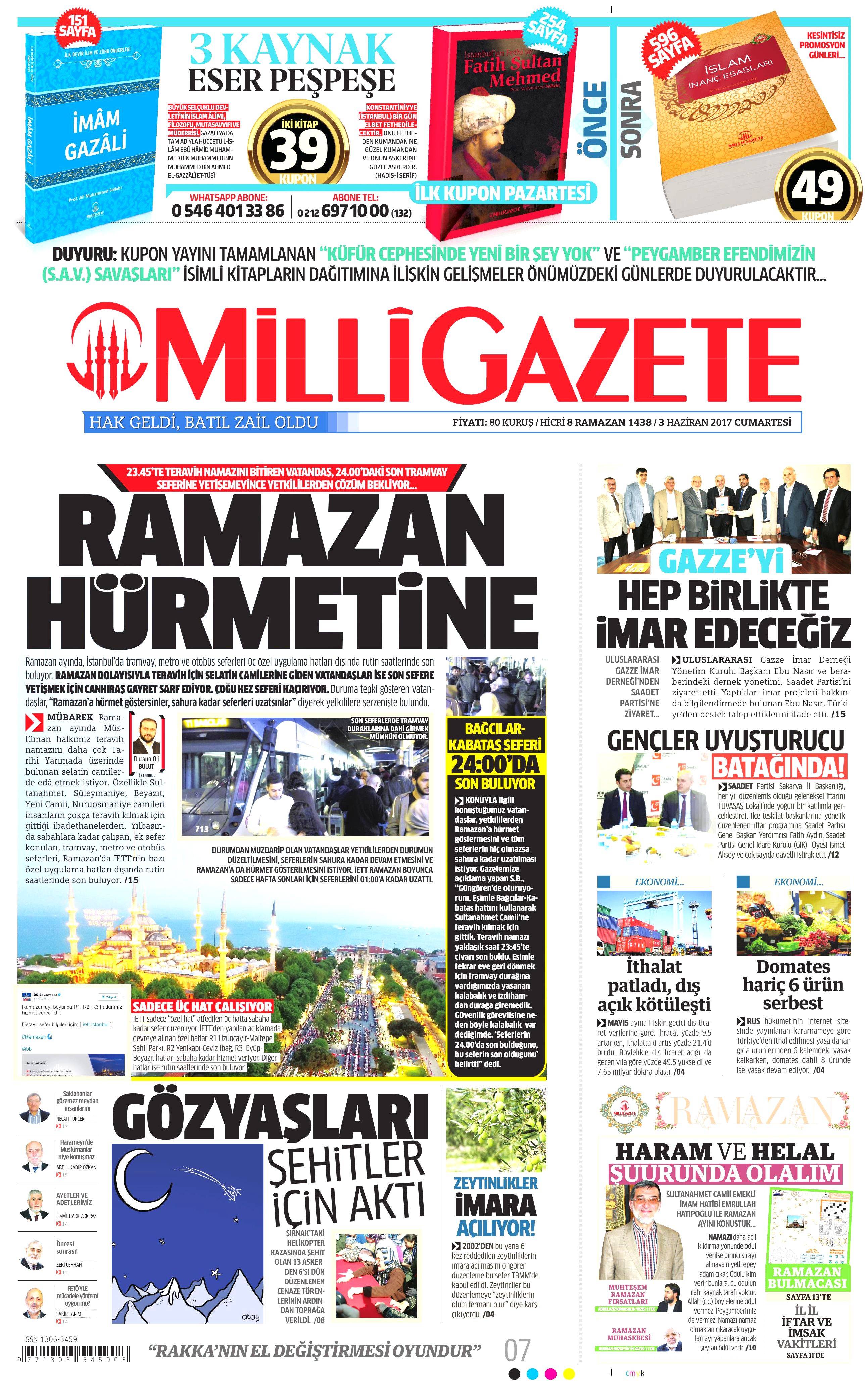 3 Haziran 2017 Cumartesi gazete manşetleri - 16