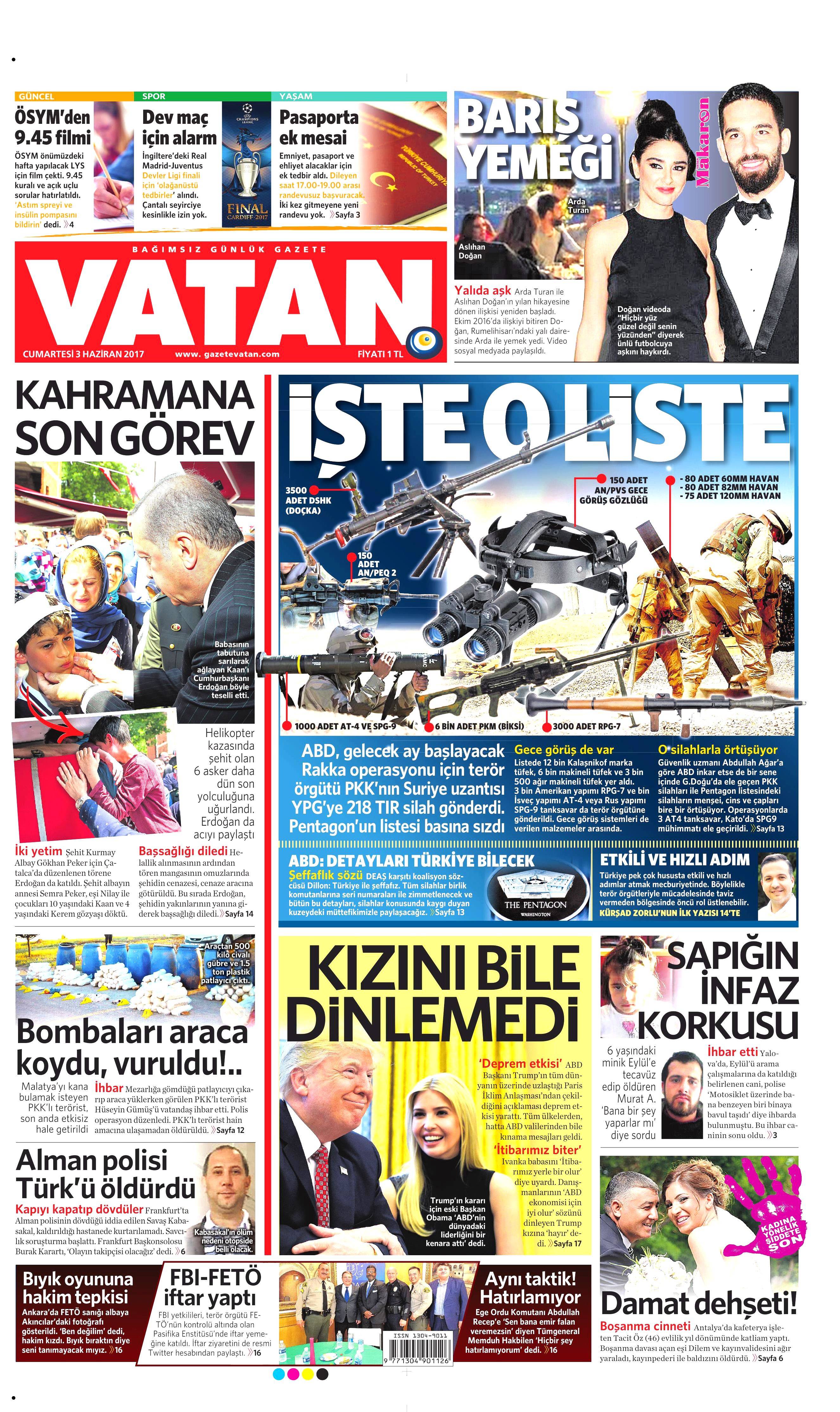 3 Haziran 2017 Cumartesi gazete manşetleri - 25