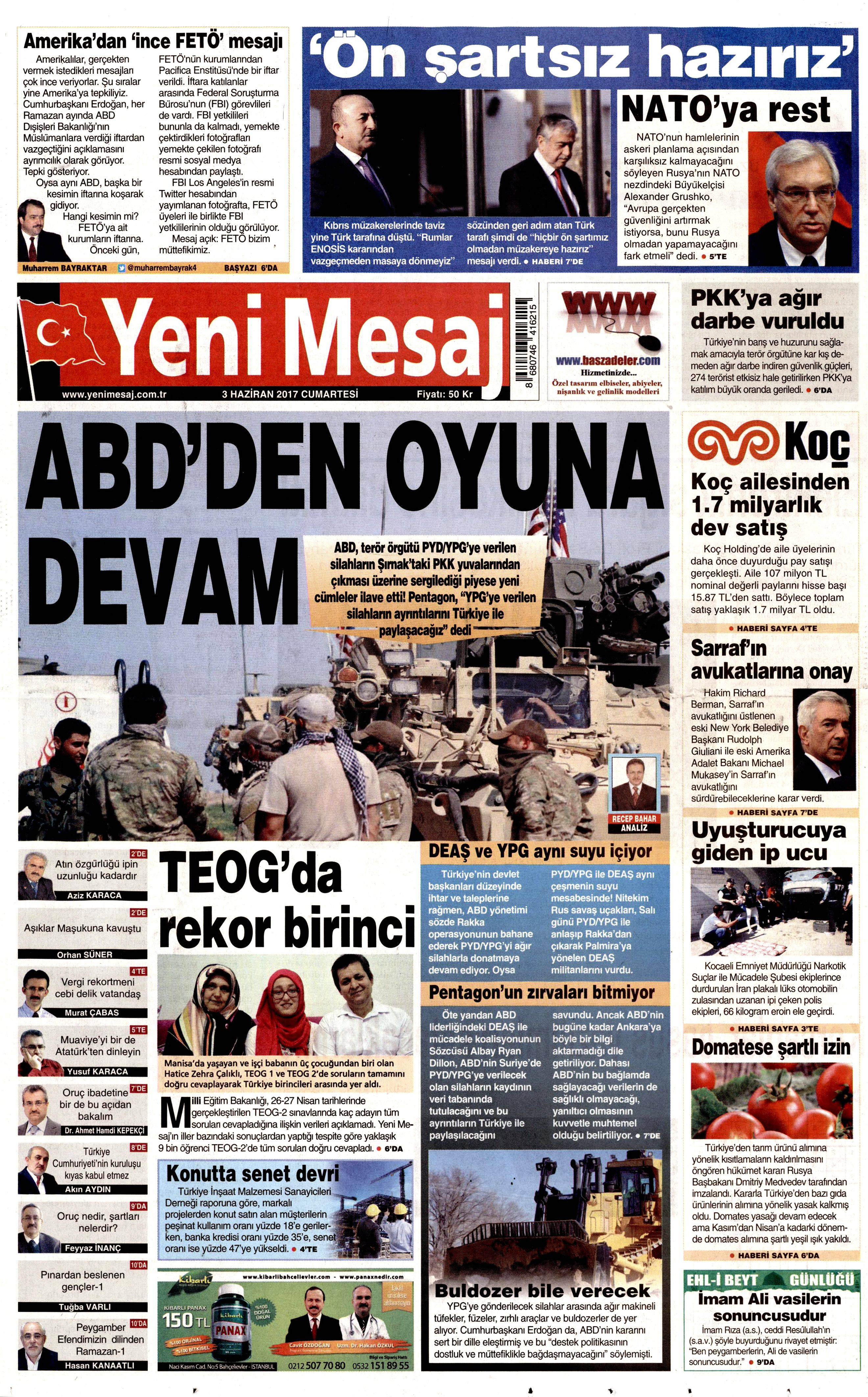 3 Haziran 2017 Cumartesi gazete manşetleri - 29